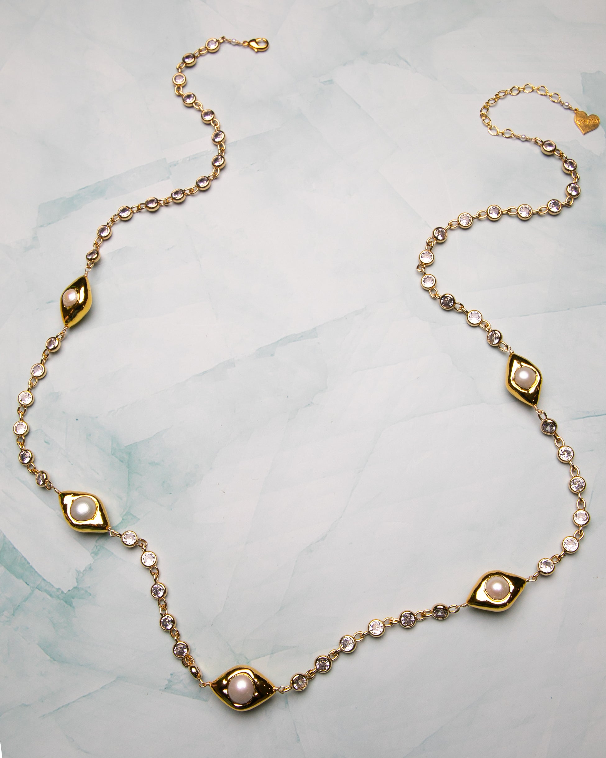 Cubic Pearl Almond Belly Chain