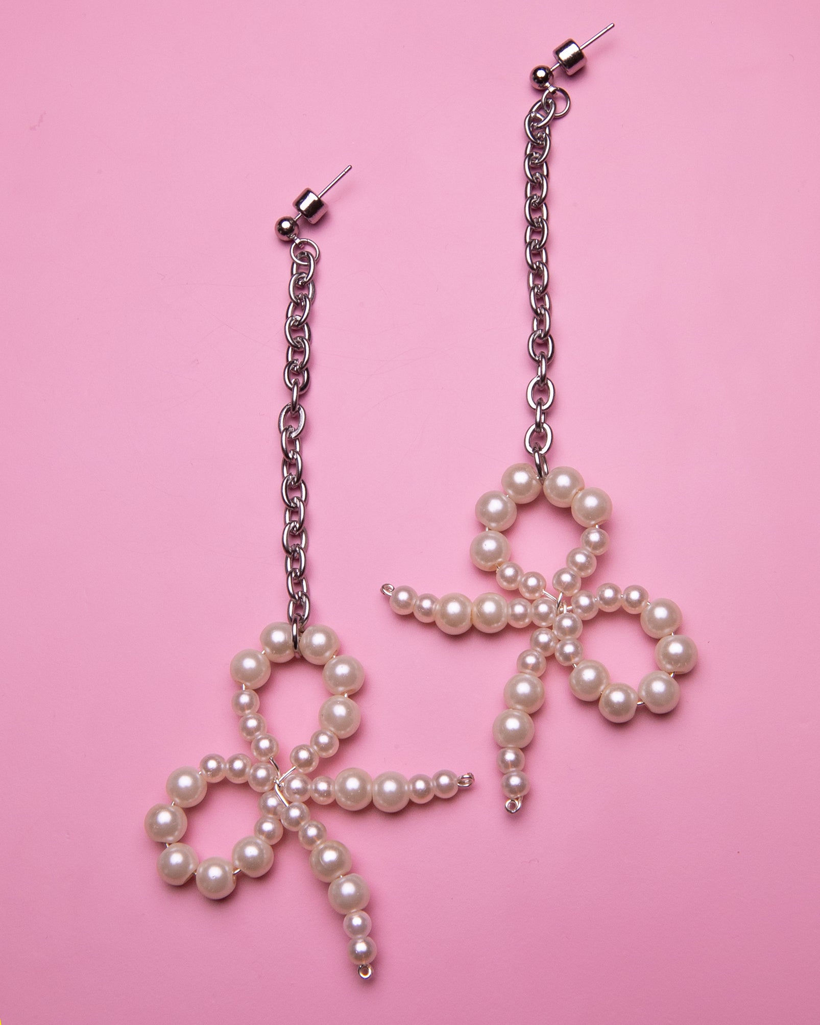 Pearl Bow Drop Earrings