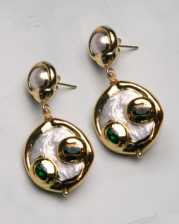 Pearl Disc Earrings