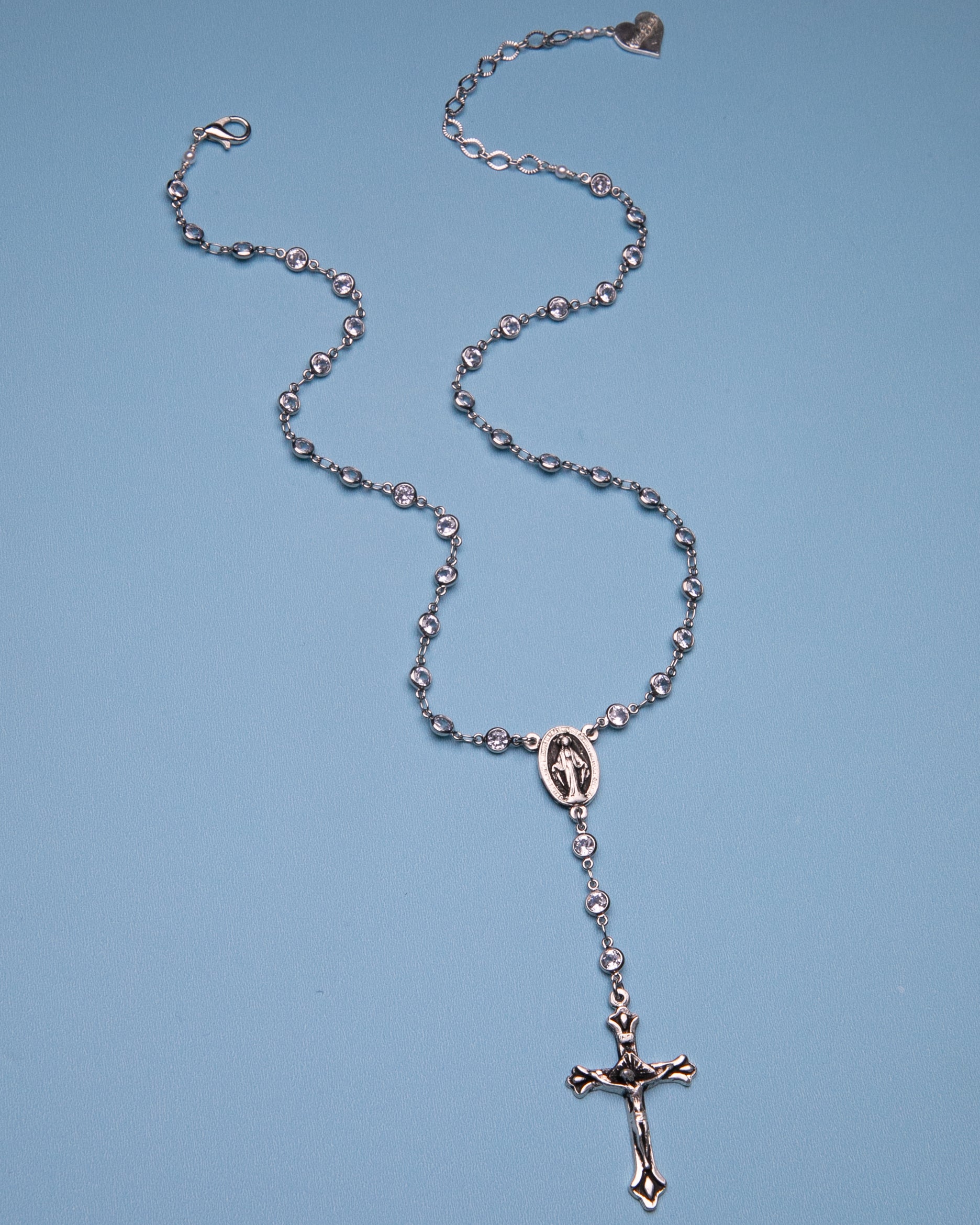 Cubic Cross Rosary Necklace