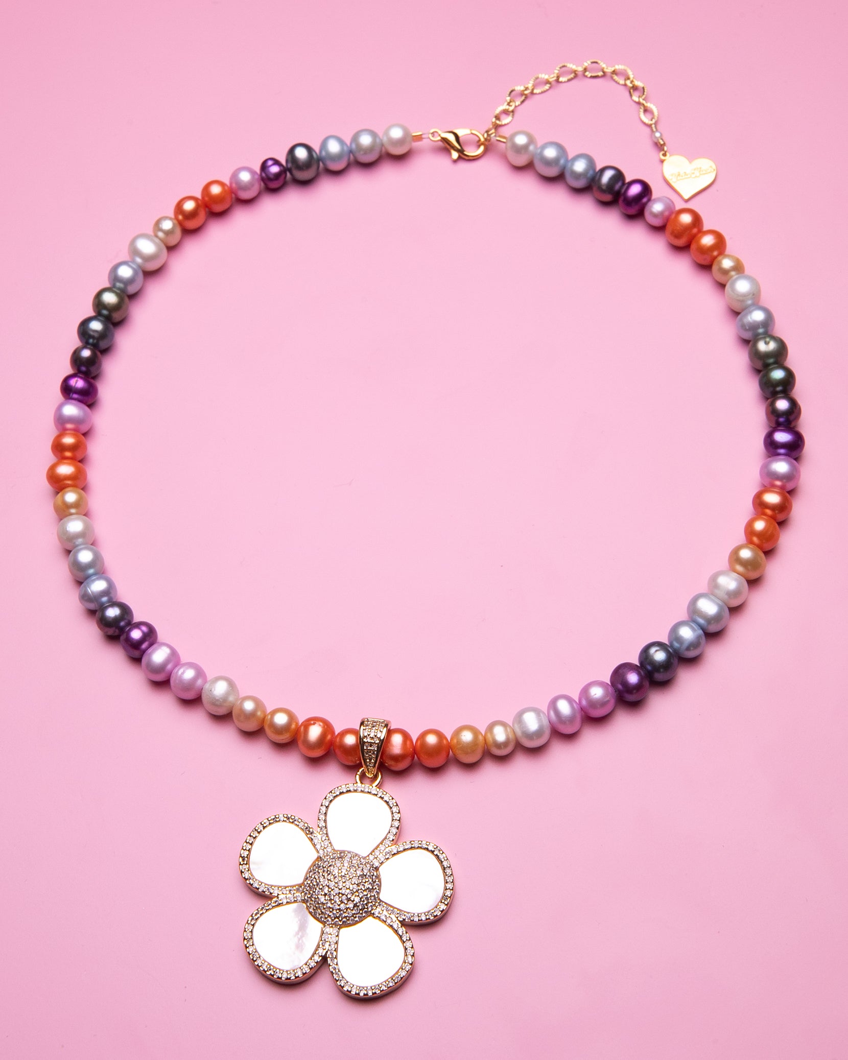 Multicolor Pearl Daisy Necklace