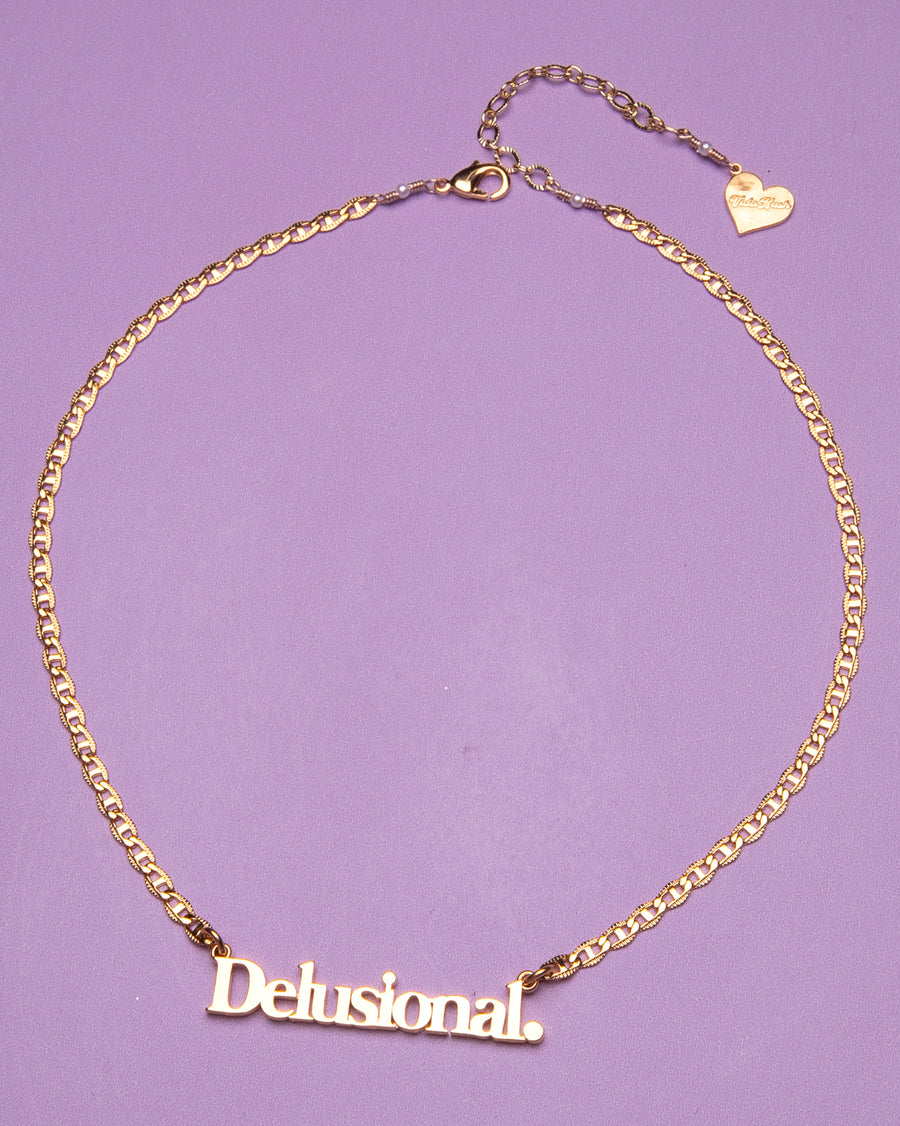 Delusional. Nameplate Necklace