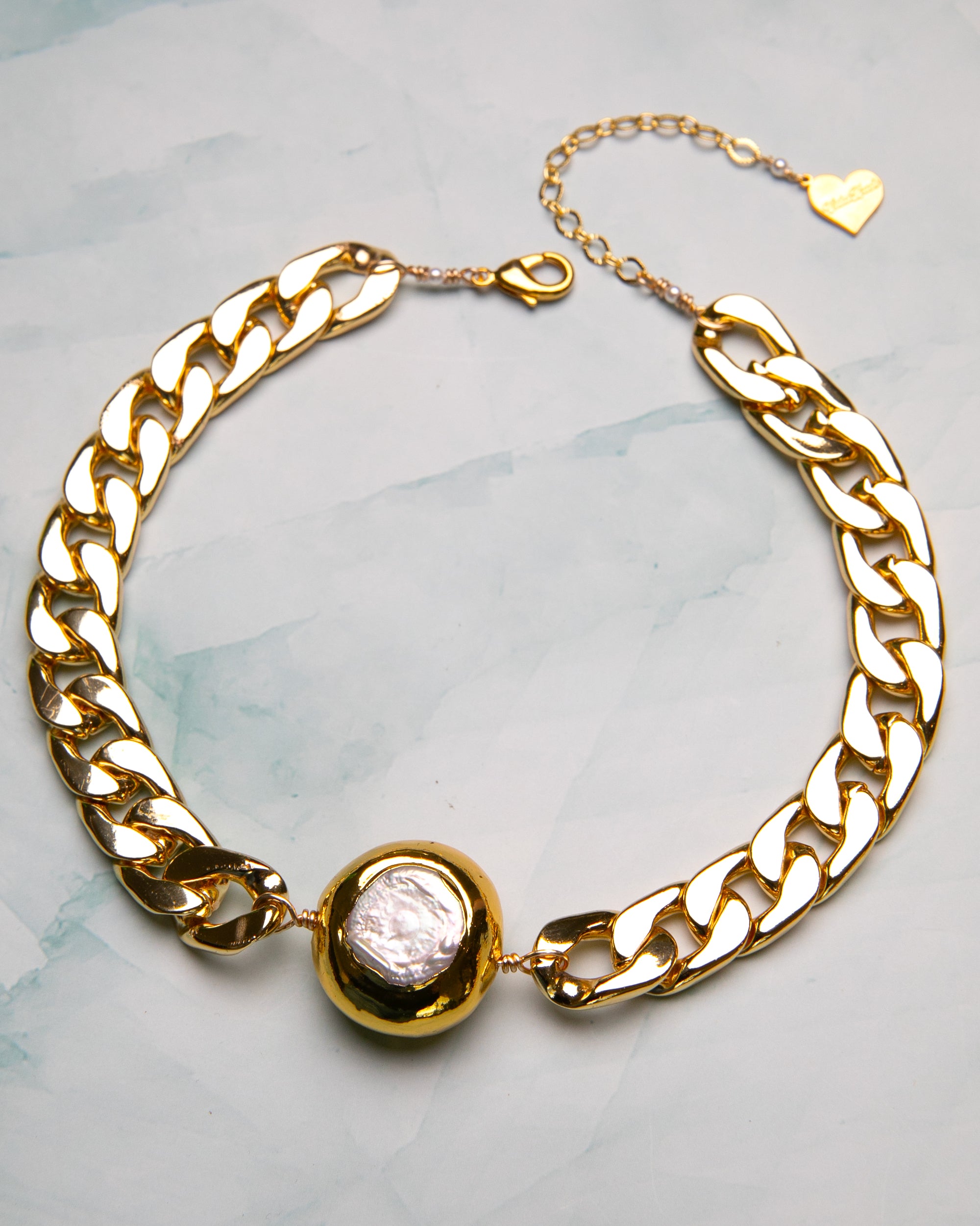 Pearl Button Chain Choker