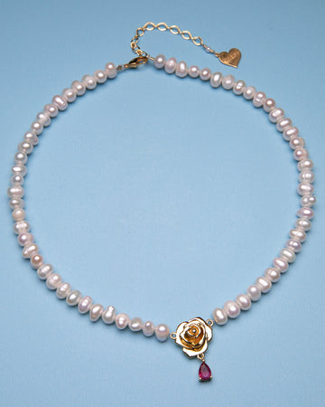 Blooming Rose Pearl Necklace