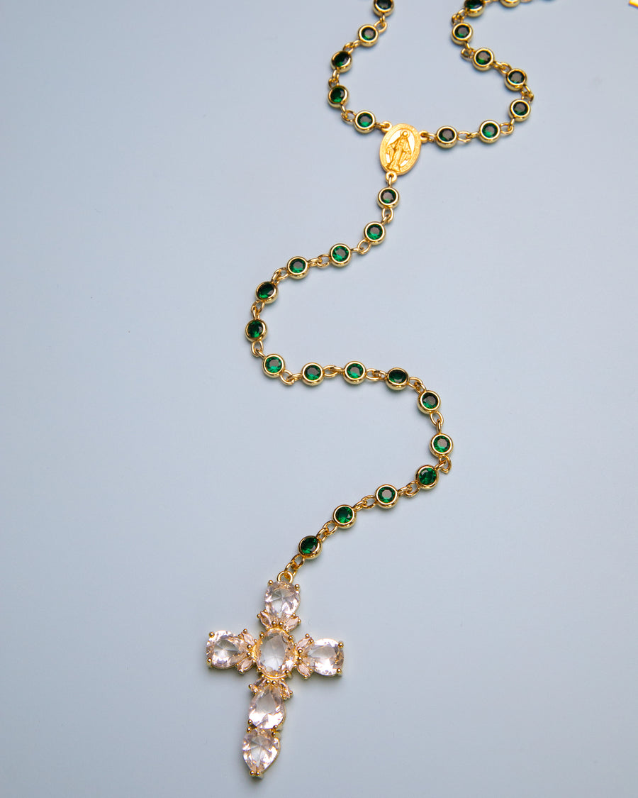 Green Goddess XL Cross Rosary