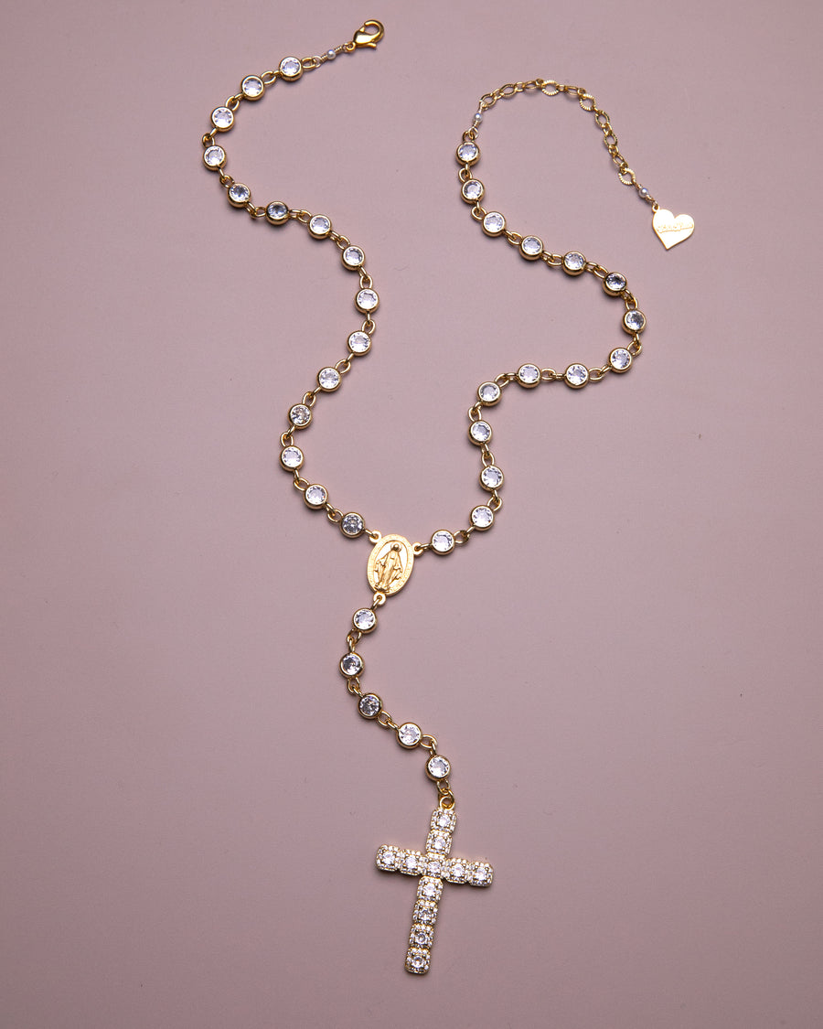 Large Crystal Cross Rosary