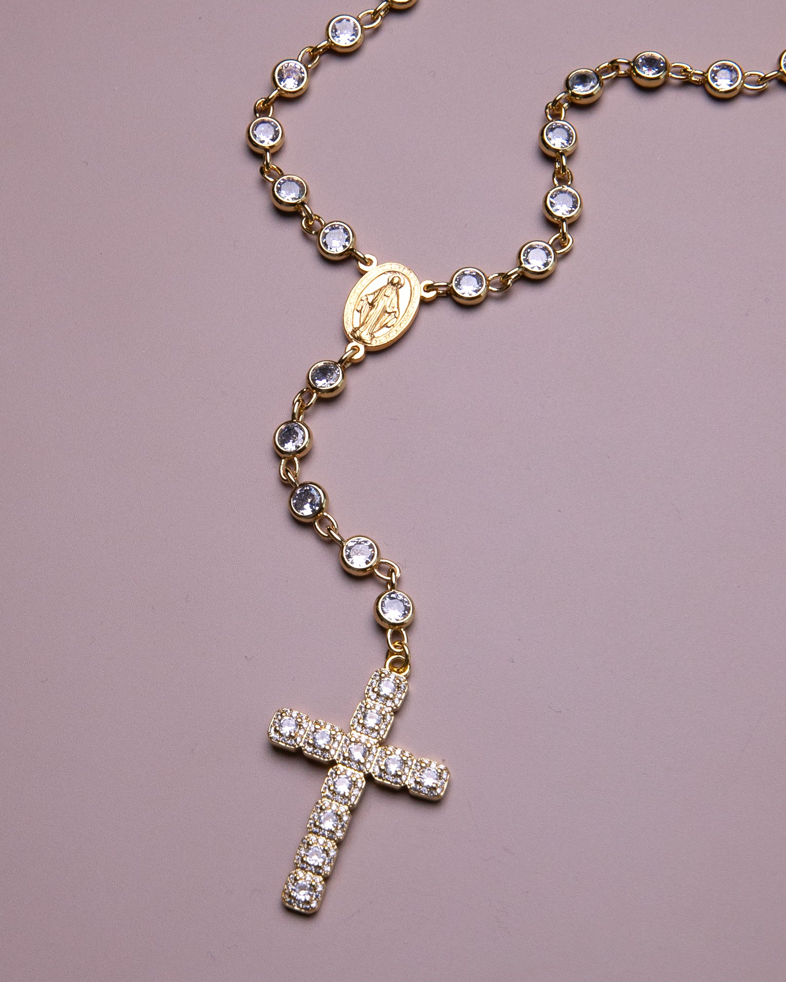 Large Crystal Cross Rosary