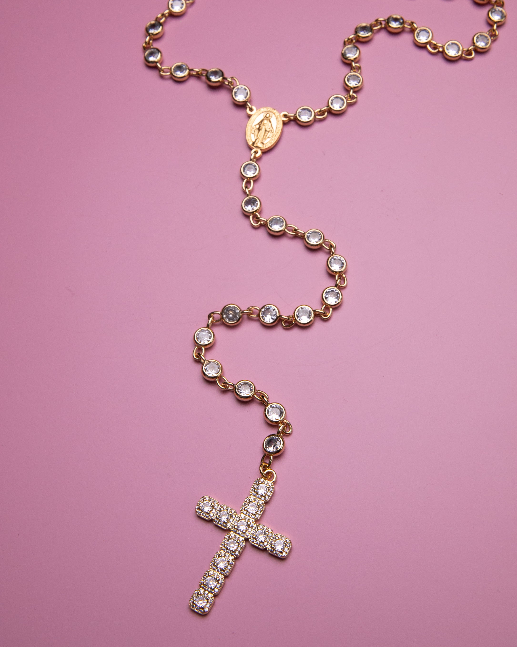 Large Crystal Cross Rosary