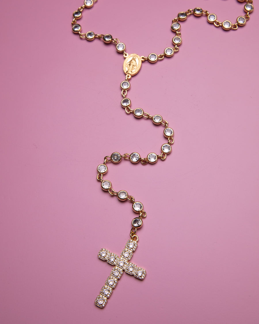 Large Crystal Cross Rosary