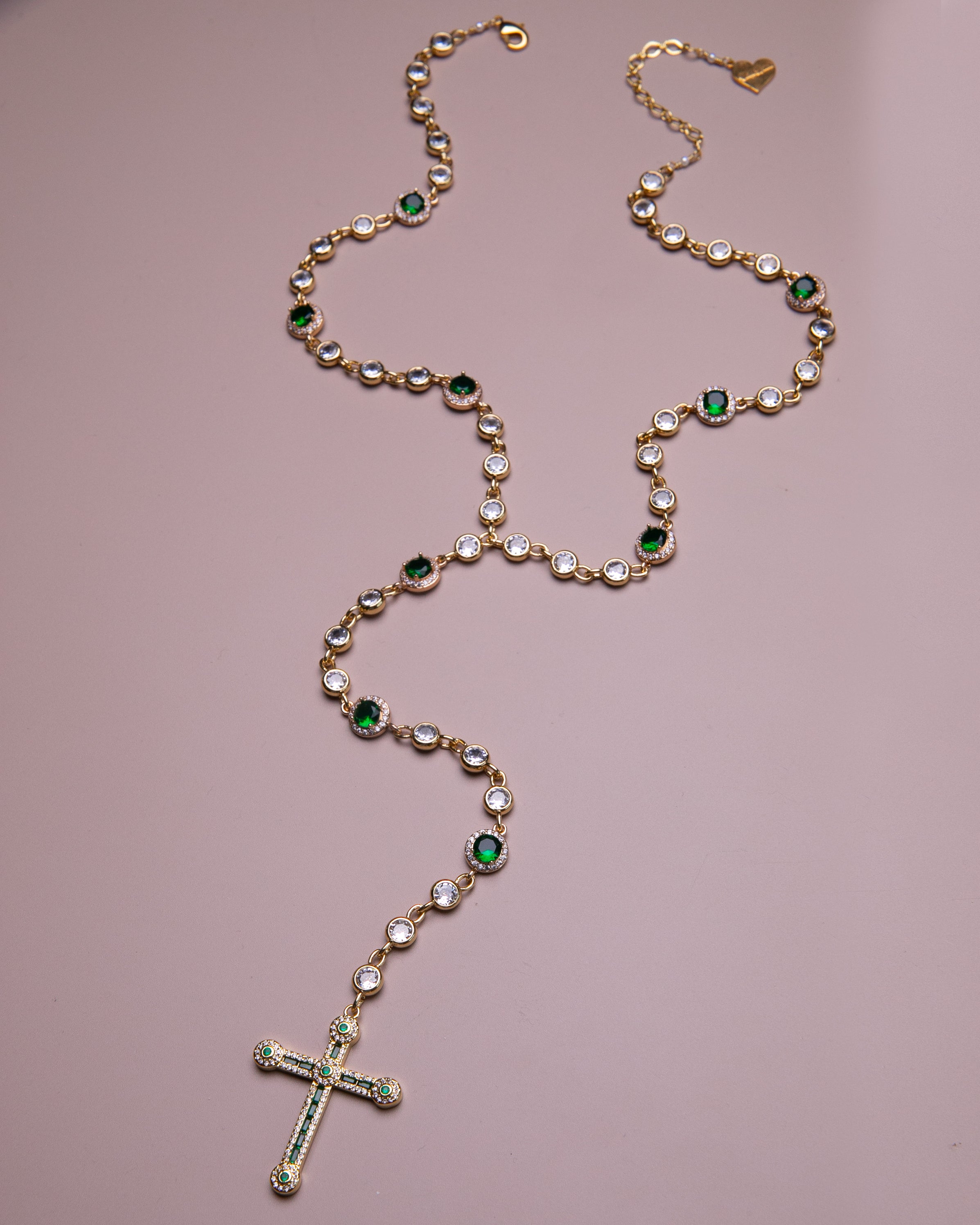 Green Goddess Budded Cross Rosary