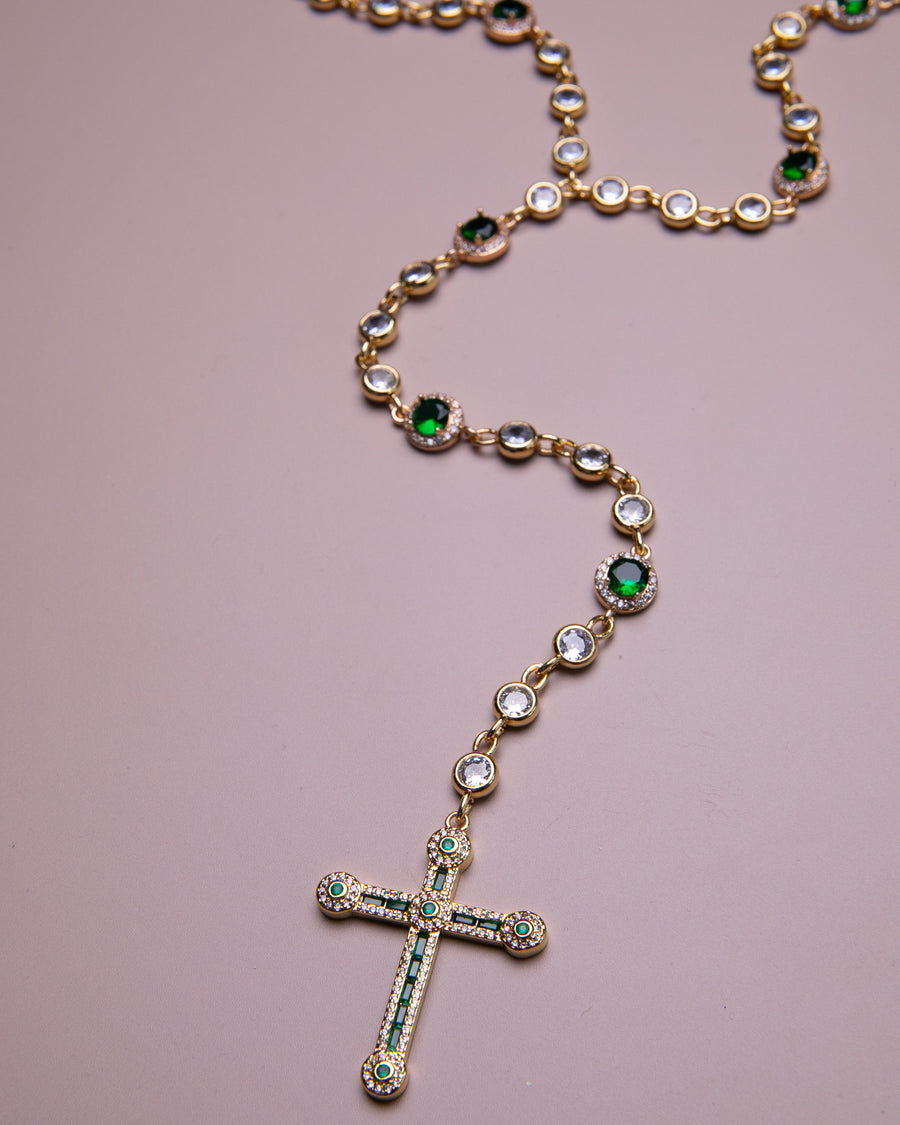 Green Goddess Budded Cross Rosary