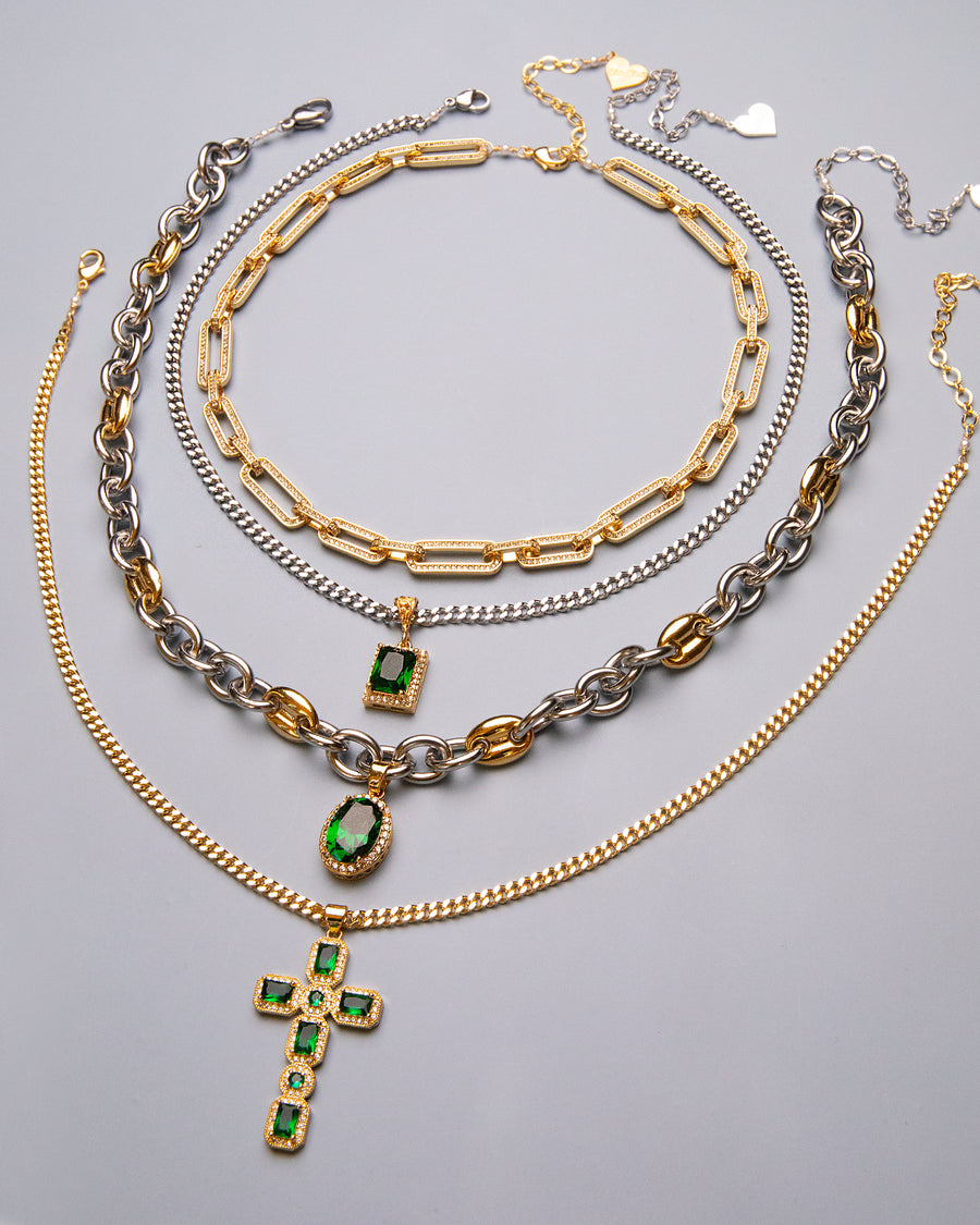 Duotone Emerald Cut Necklace
