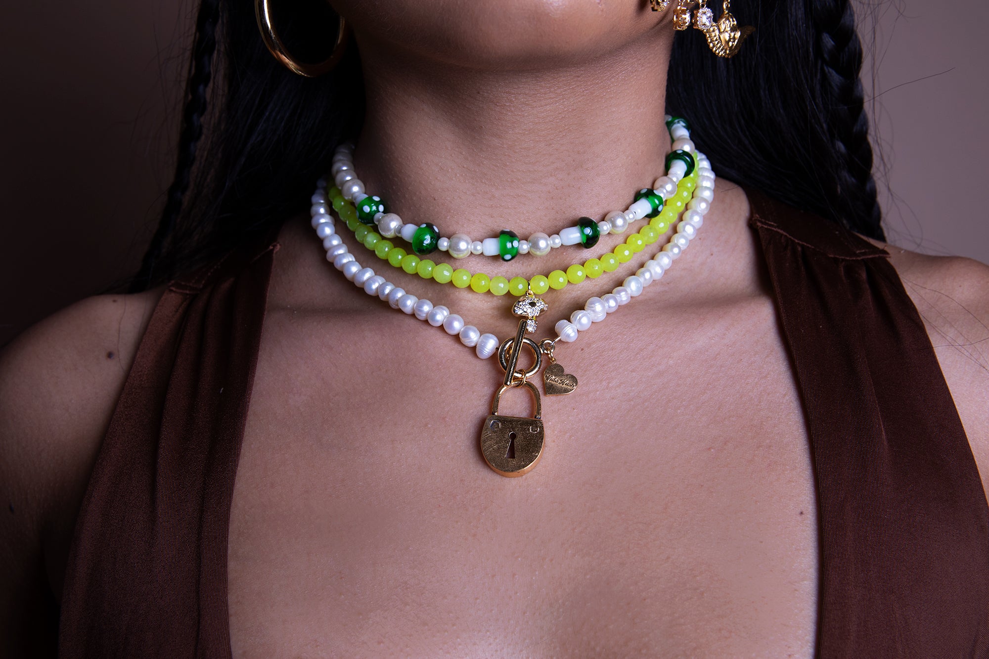 Pearl Mushroom Patch Necklace