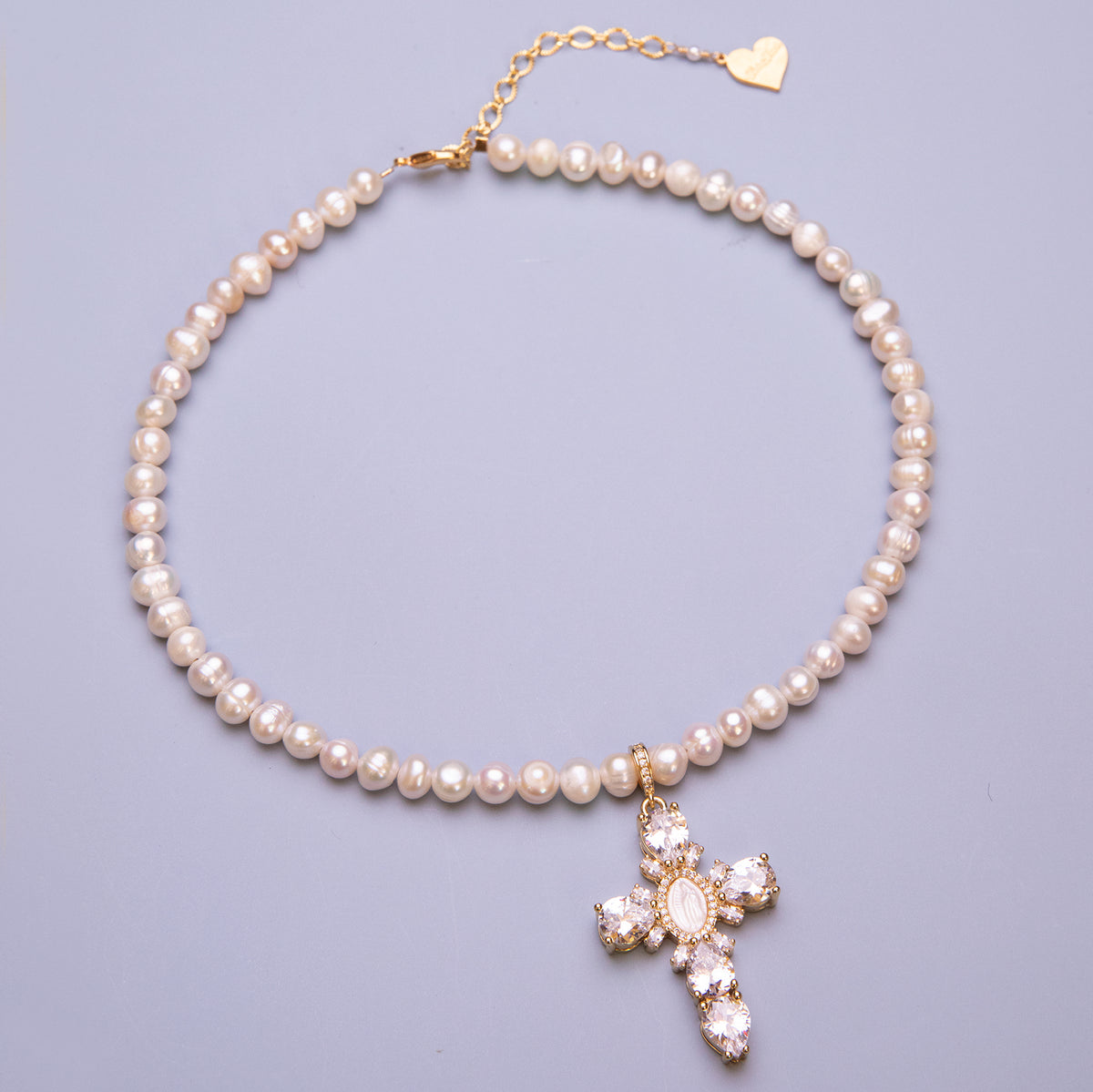 Pearl Virgin Mary Cross Necklace – VidaKush
