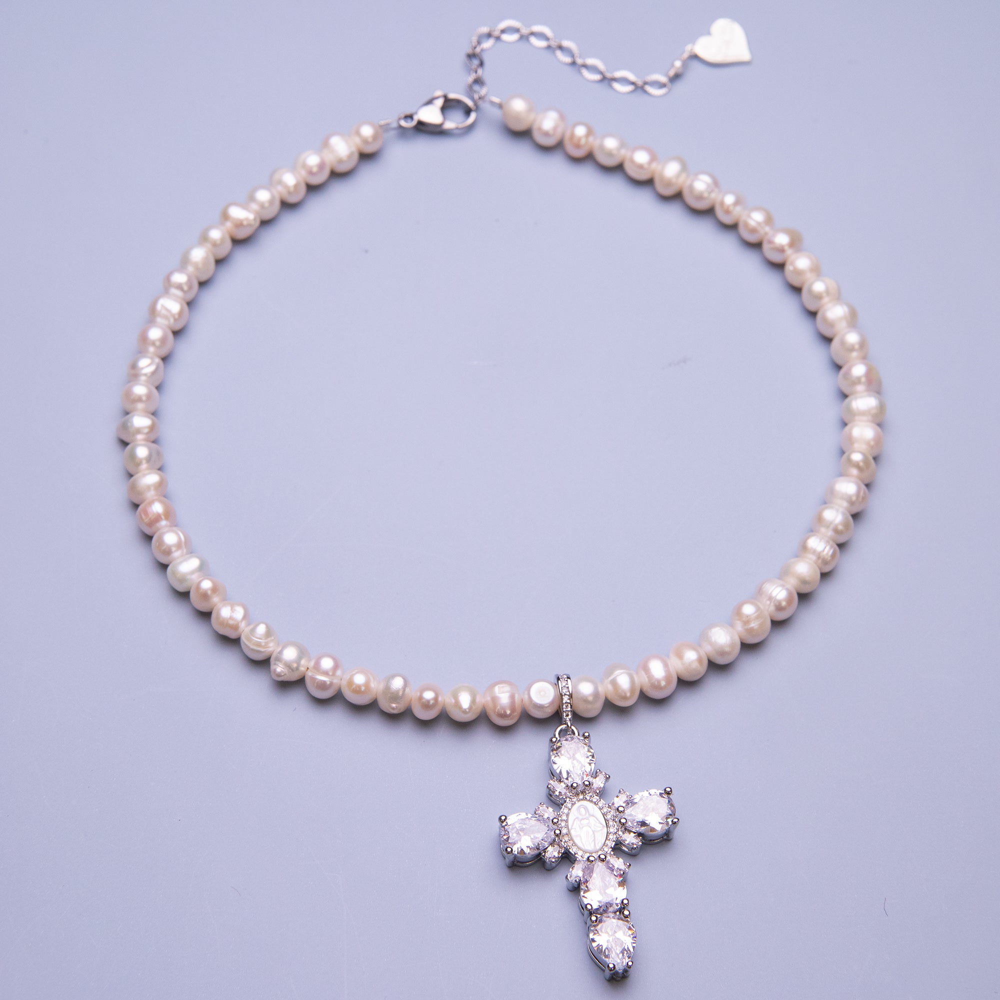 Pearl Virgin Mary Cross Necklace – VidaKush