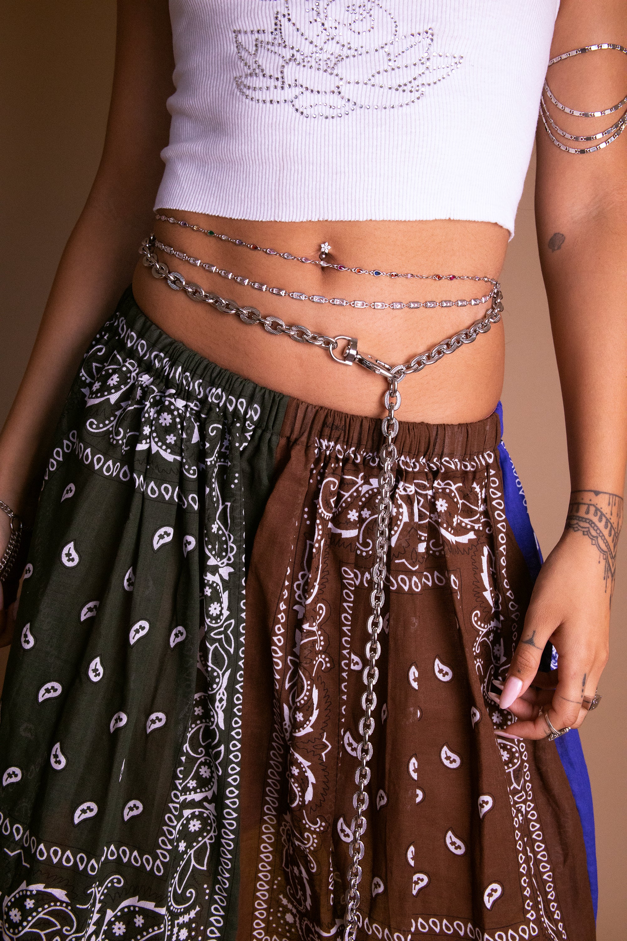 Rainbow Teardrop Belly Chain