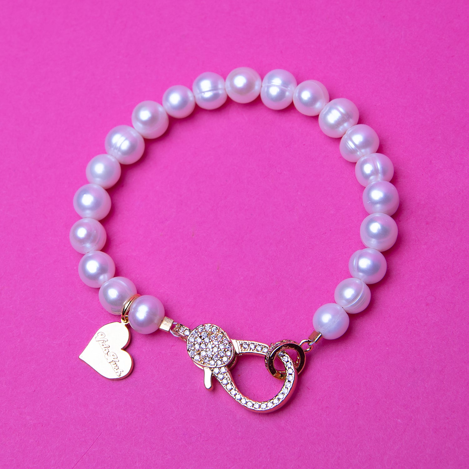 Pearl Cubic Clasp Bracelet