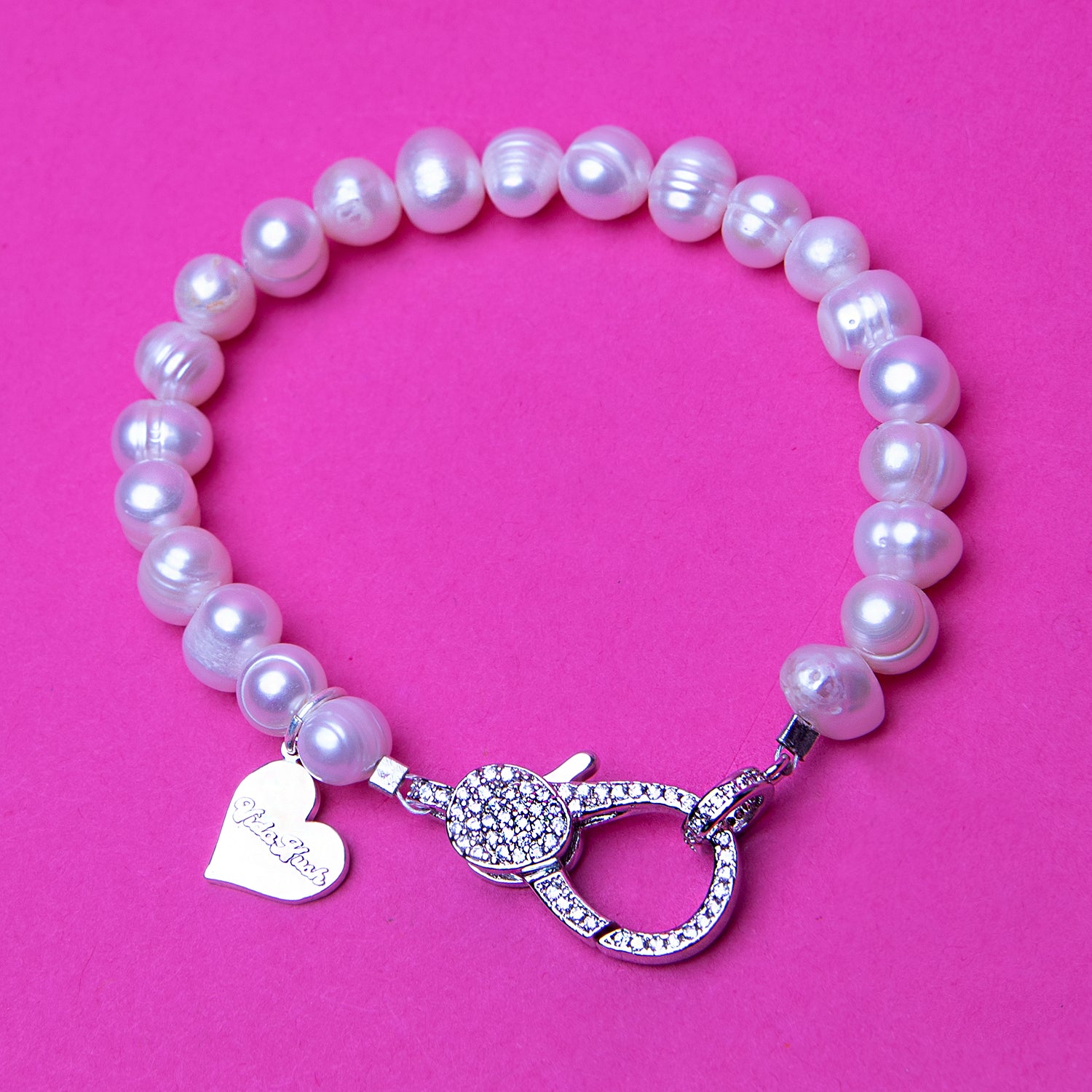 Pearl Cubic Clasp Bracelet