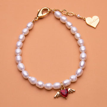 Pearl Cupid Wings Bracelet