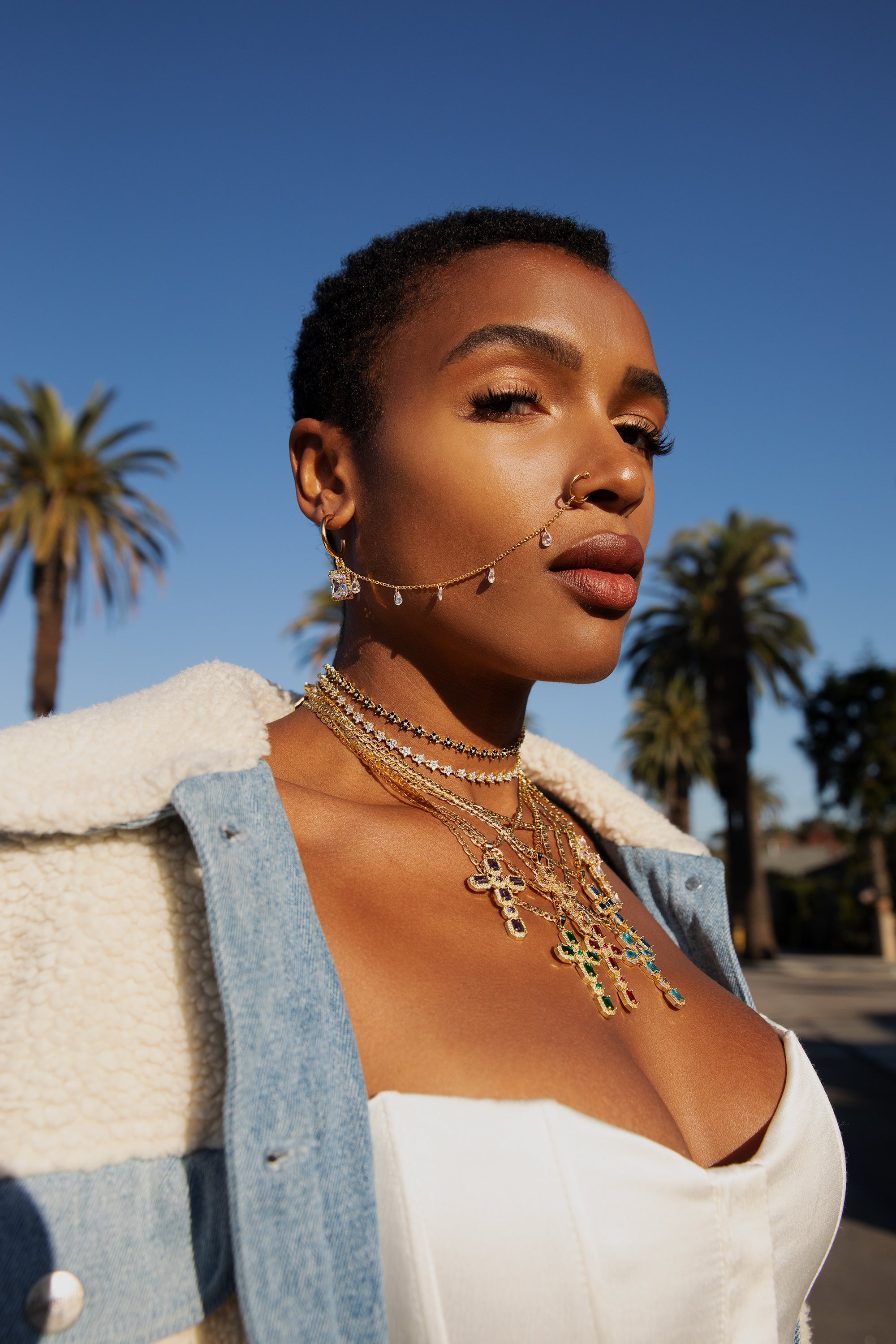 Dainty Crystal Drop Nose Chain