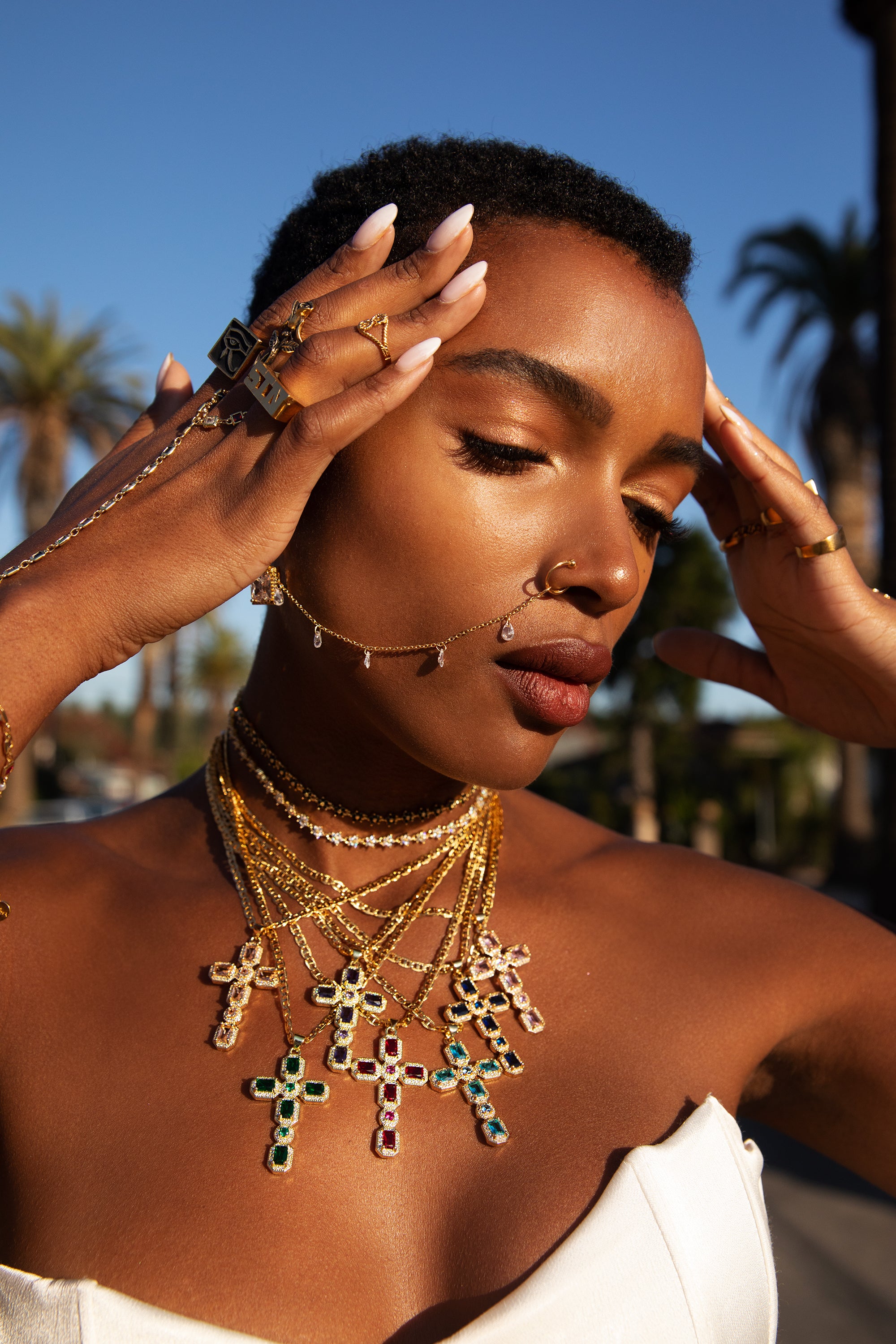 Dainty Crystal Drop Nose Chain