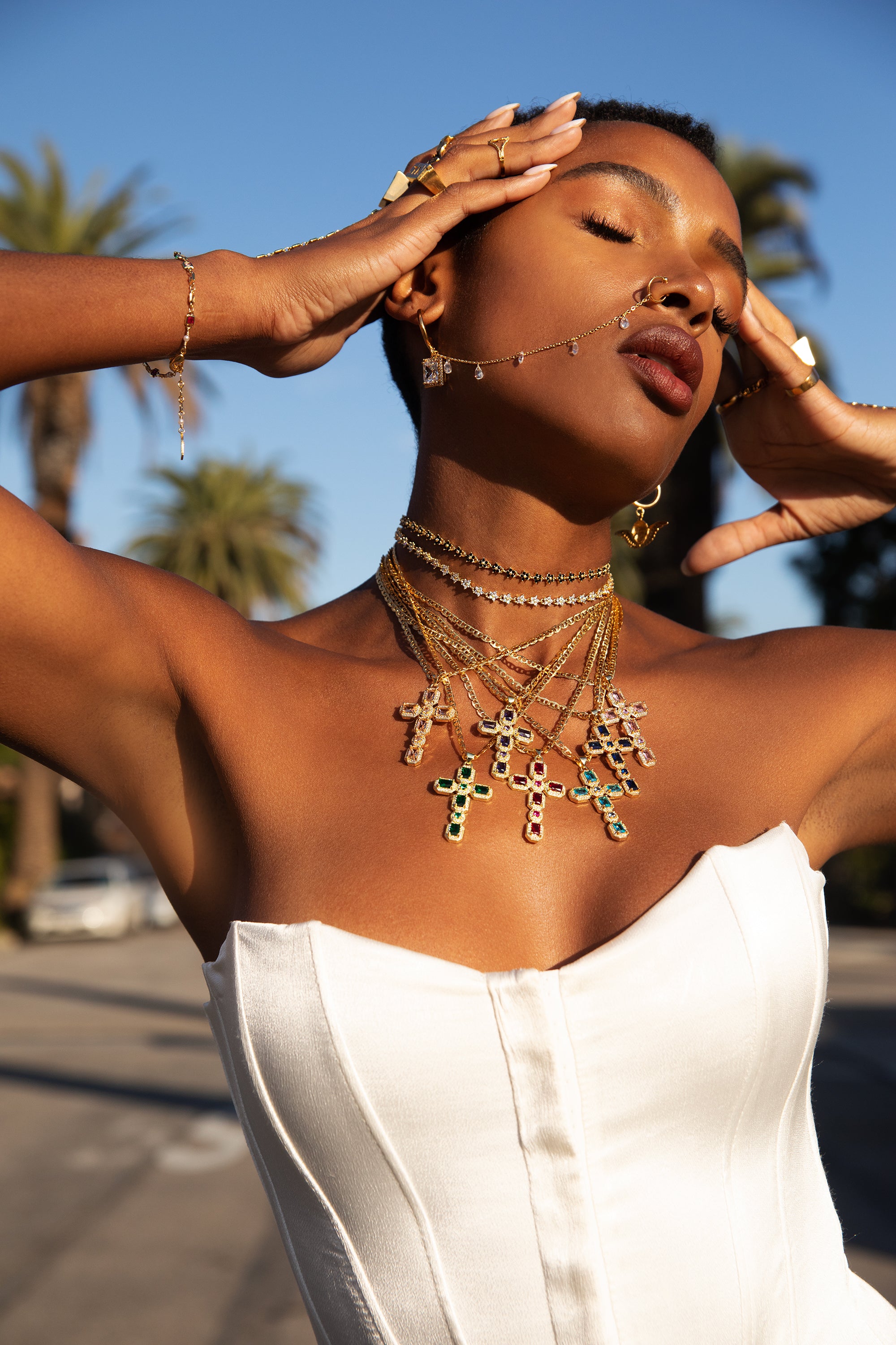 Dainty Crystal Drop Nose Chain