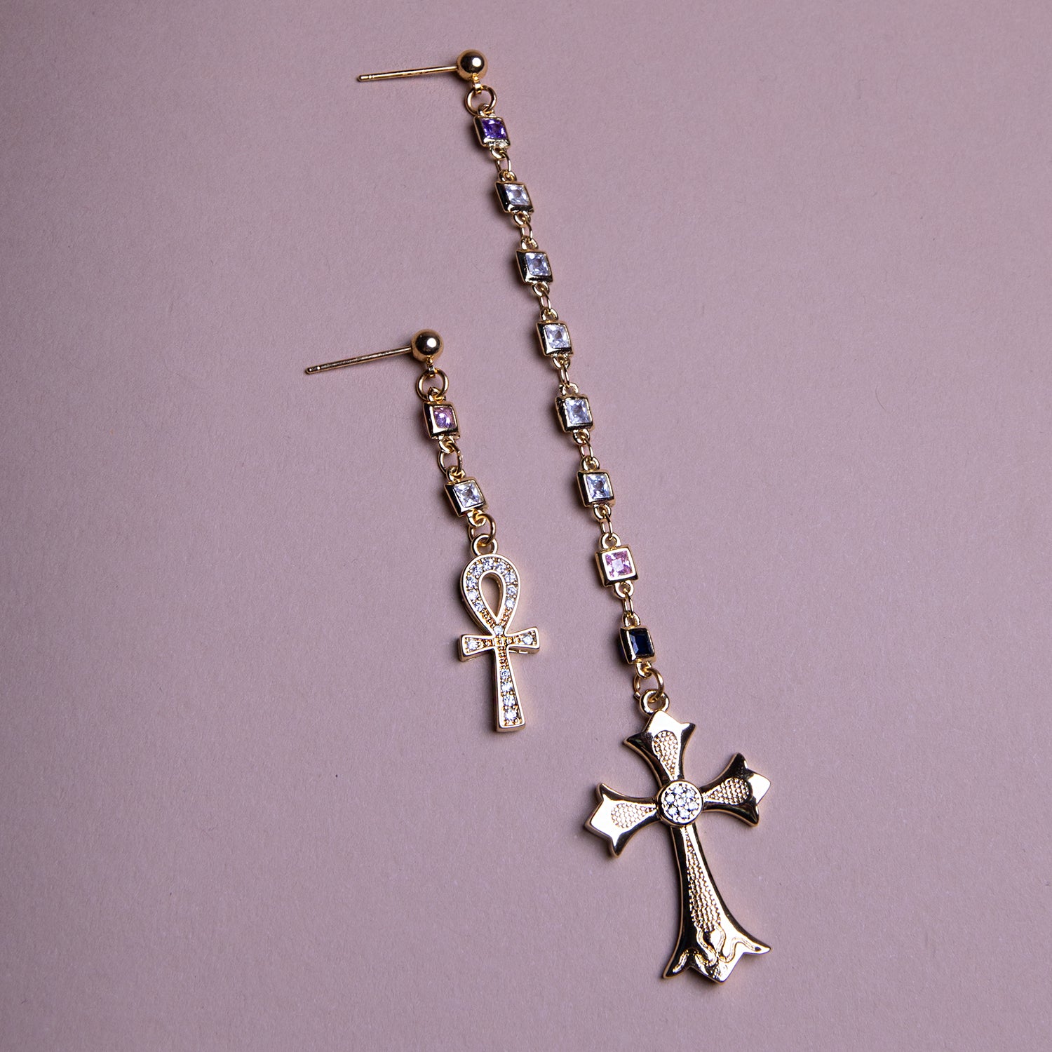 Cross Mismatch Earring Set
