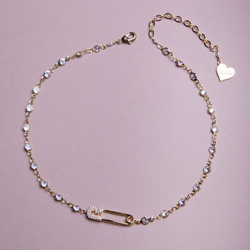 Cubic Safety Pin Necklace