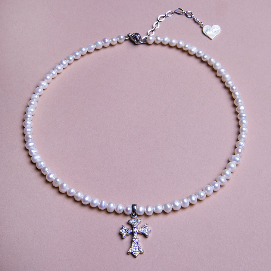 Pearl Royal Cross Necklace