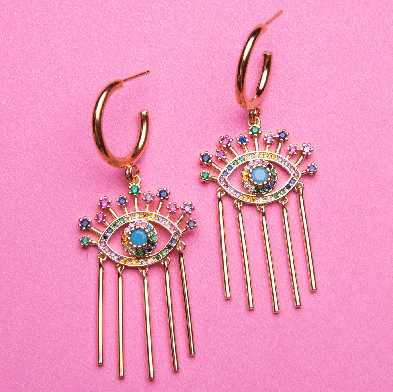 Eye Chandelier Hoop Earrings