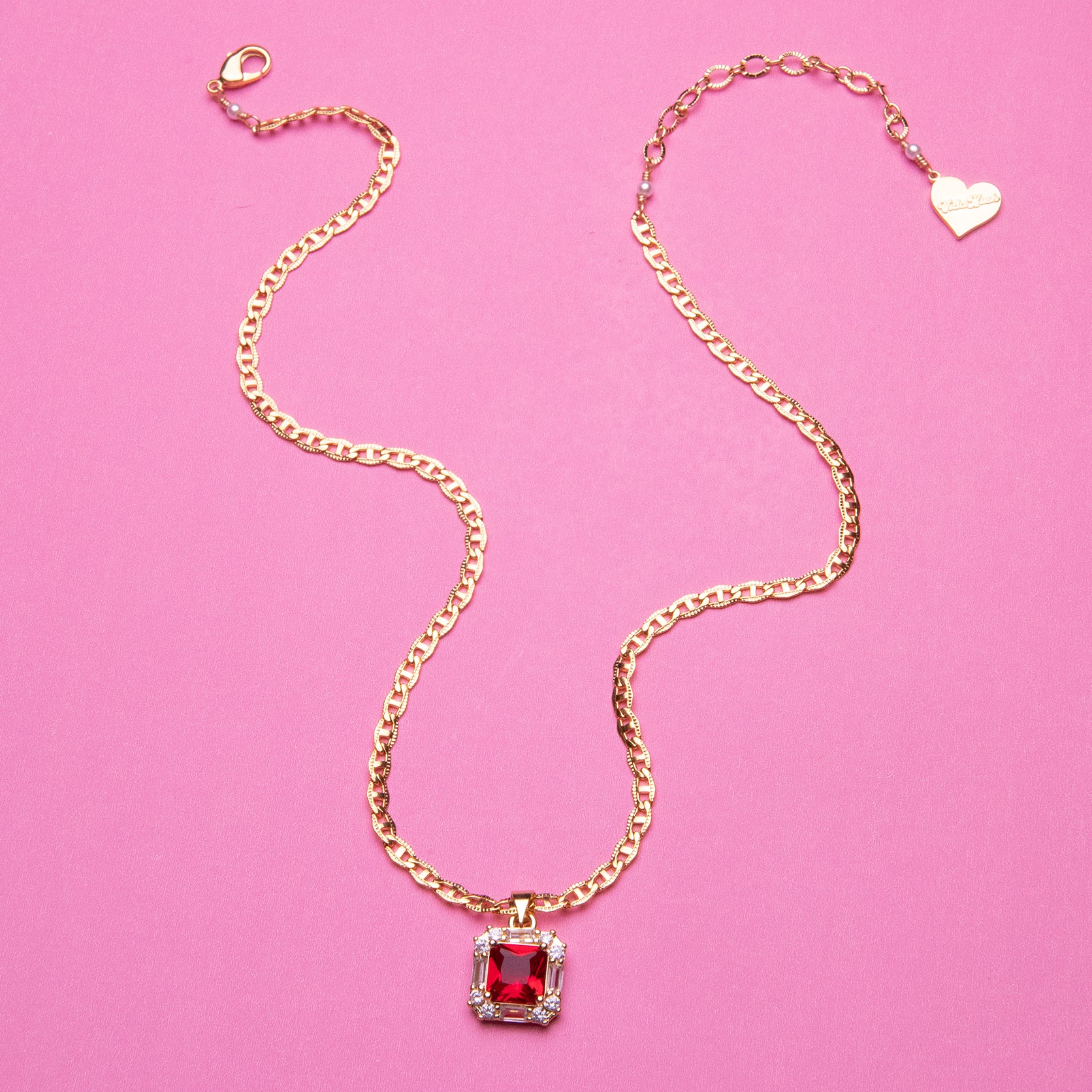 Cushion Cut Gem Necklace