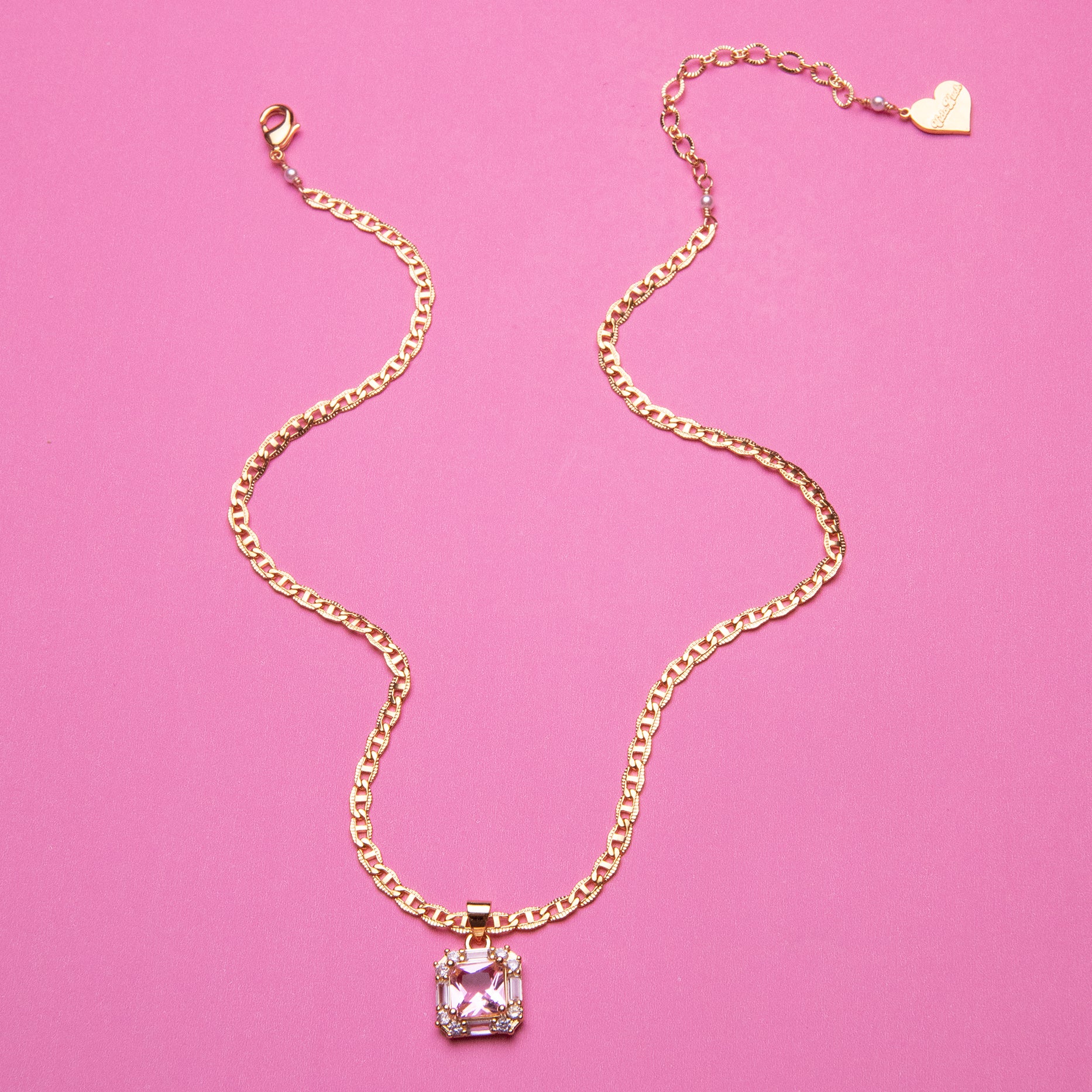 Cushion Cut Gem Necklace