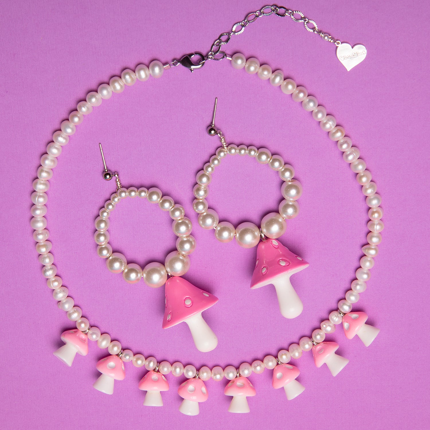 Pink Baby Mushroom Necklace