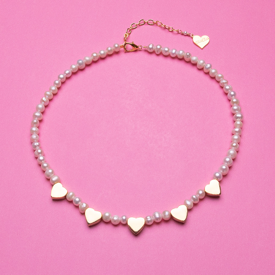 Five of Hearts Pearl Necklace