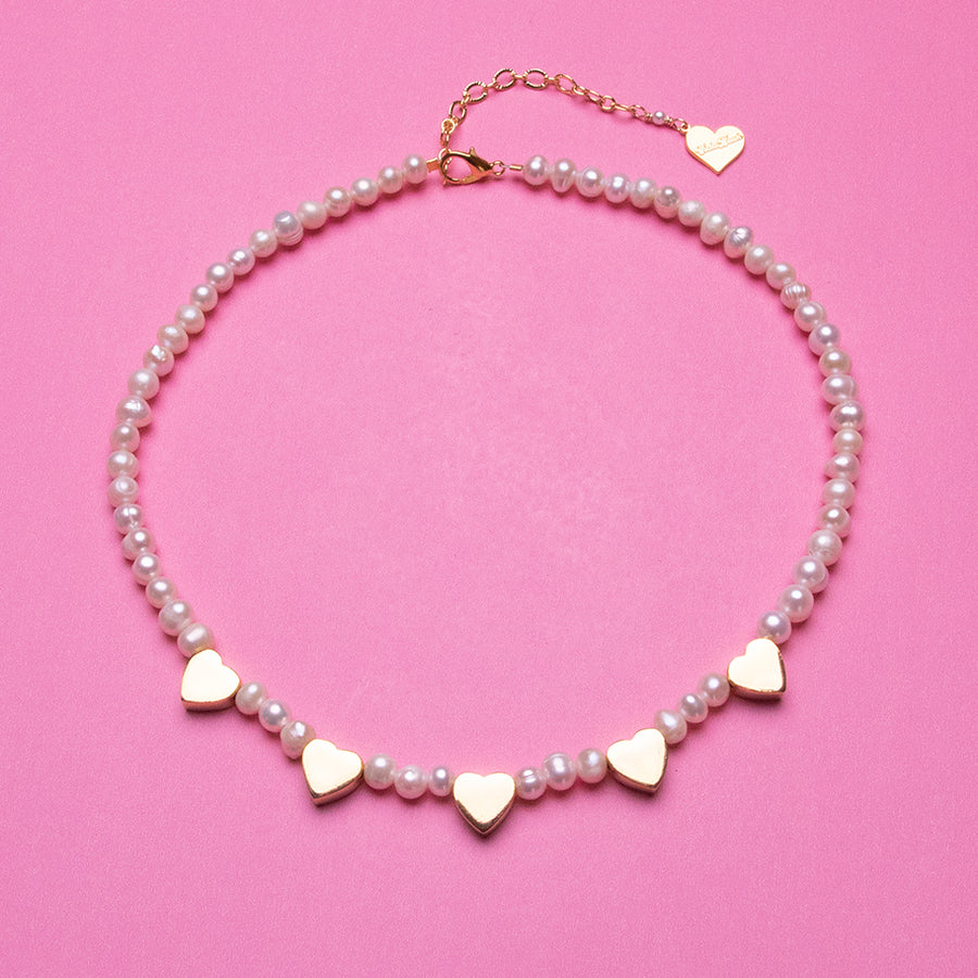 Five of Hearts Pearl Necklace