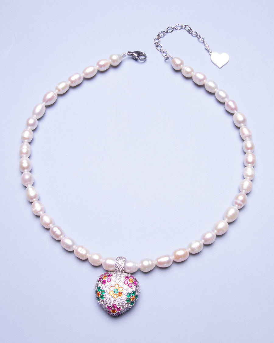 Pearl Bouquet Heart Necklace