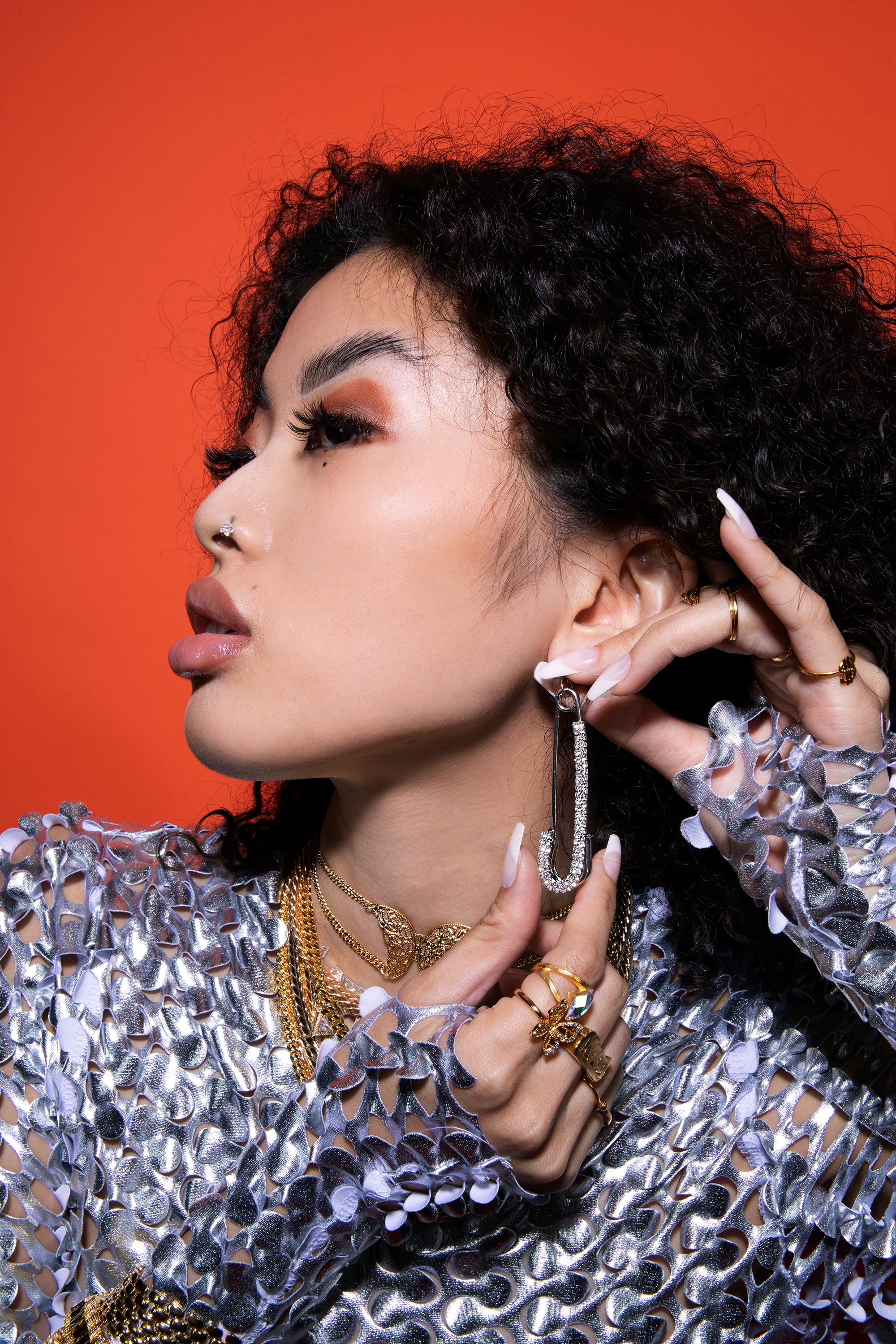 Diamond Safety Pin Earrings