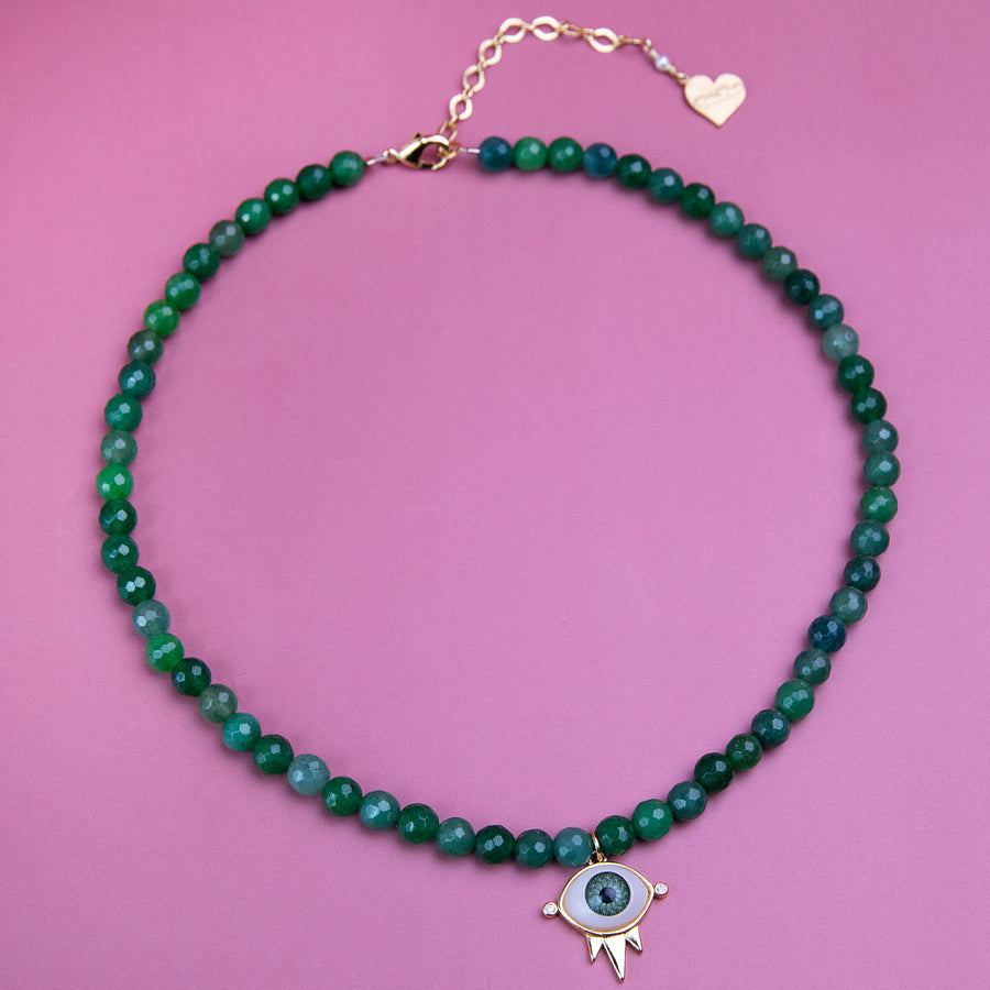 Jade Evil Eye Charm Necklace