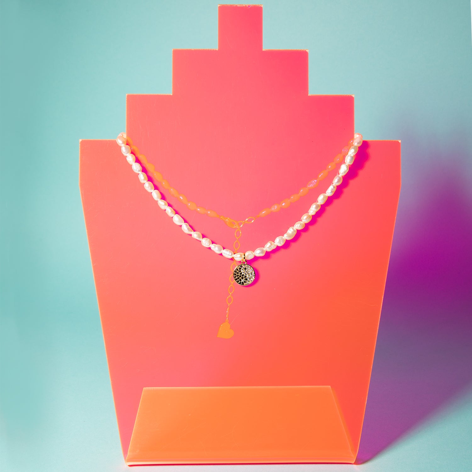 Pearl Sparkly Yin Yang Necklace