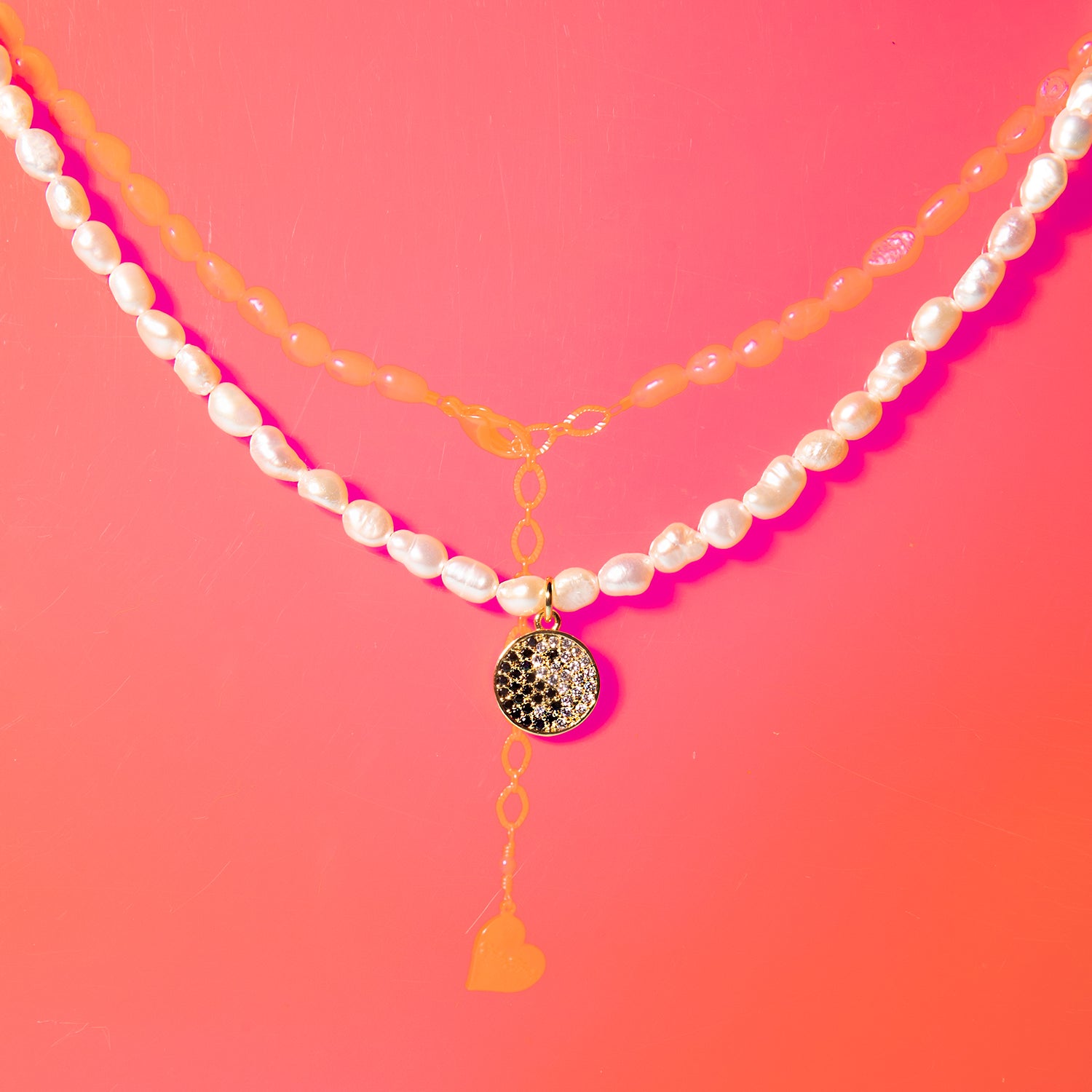 Pearl Sparkly Yin Yang Necklace