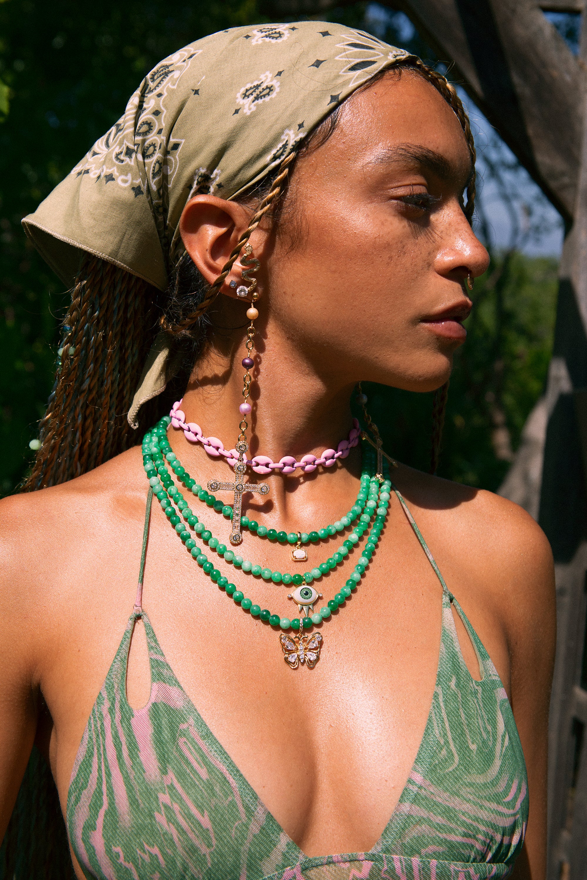 Jade Evil Eye Charm Necklace