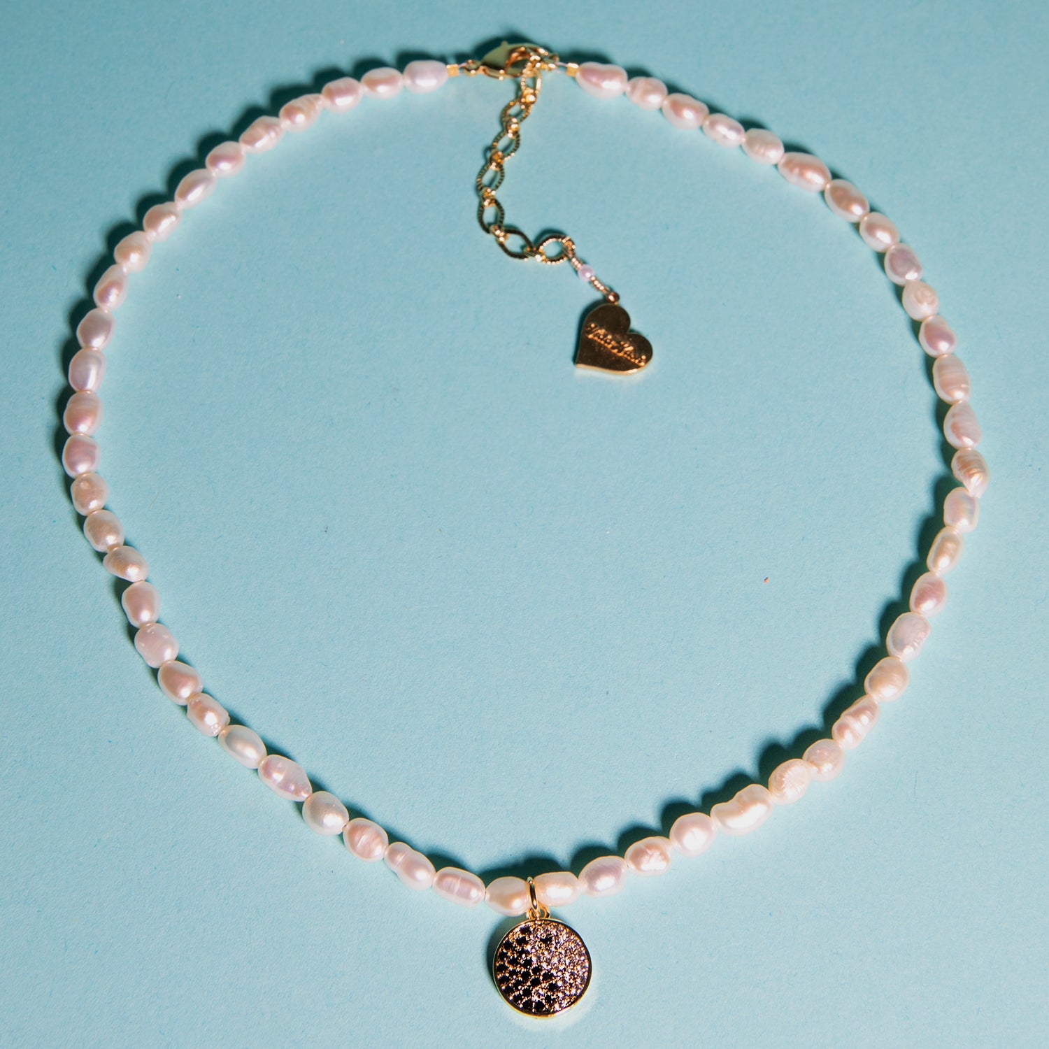 Pearl Sparkly Yin Yang Necklace