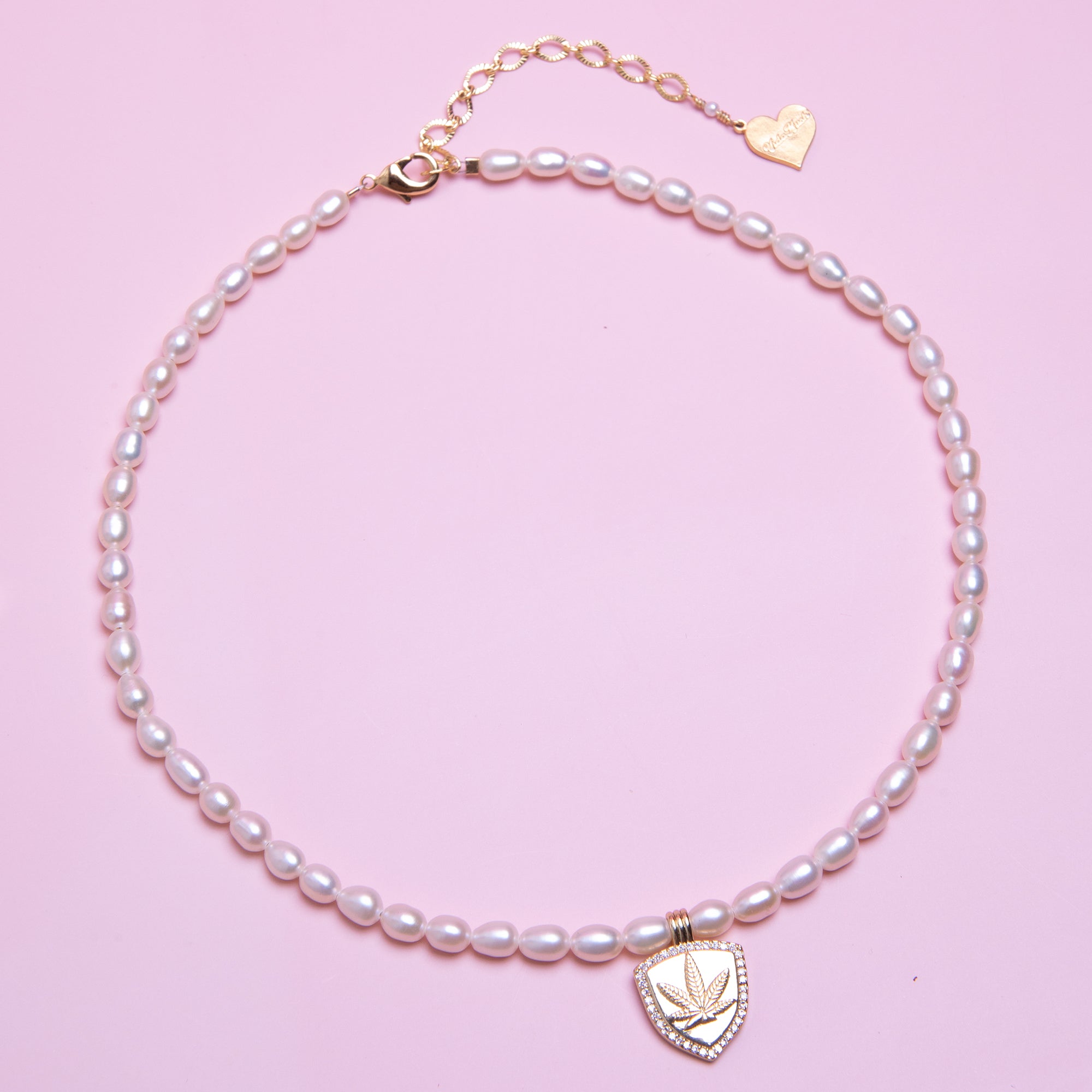 Pearl Mary Jane Badge Necklace