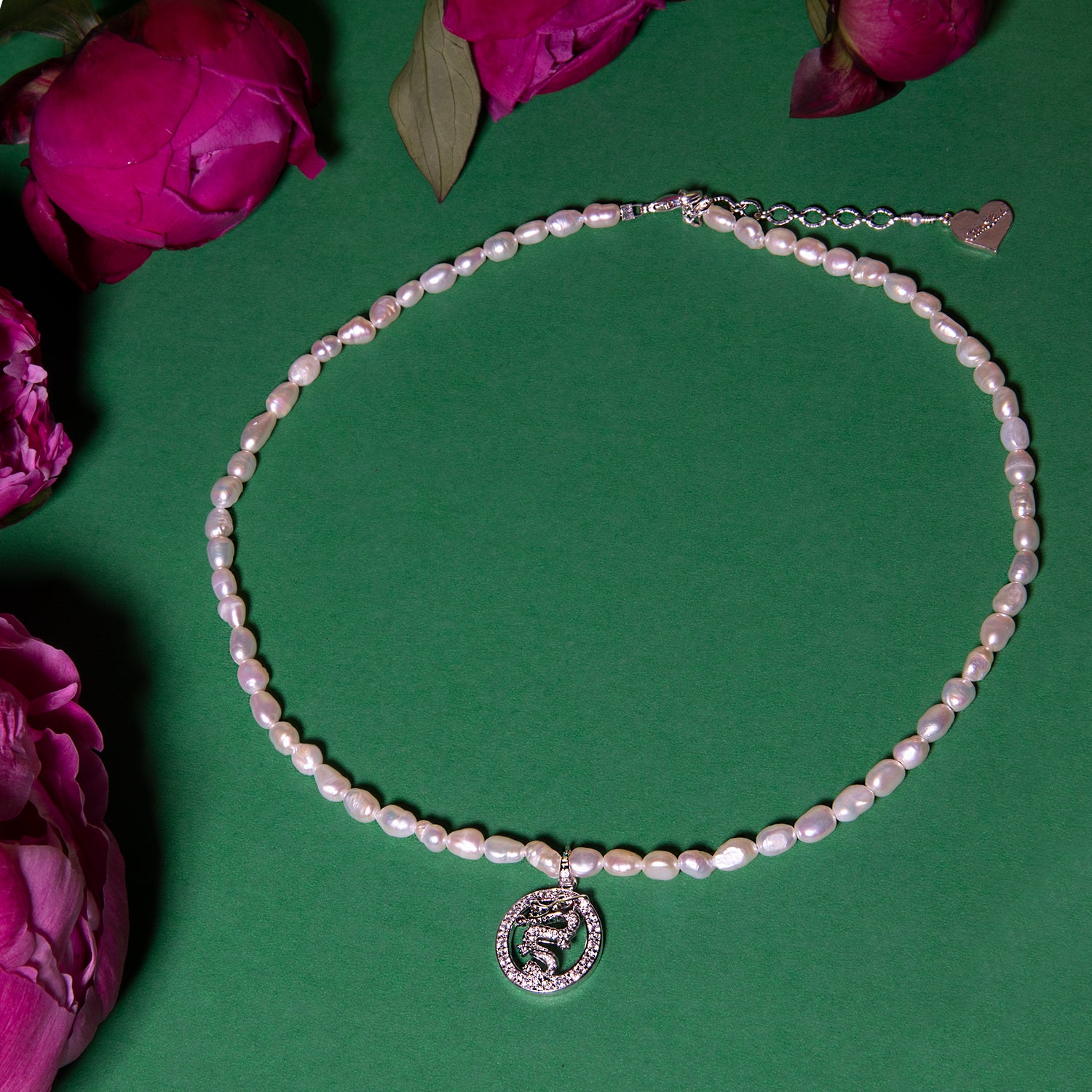 Pearl Dragon Medallion Necklace