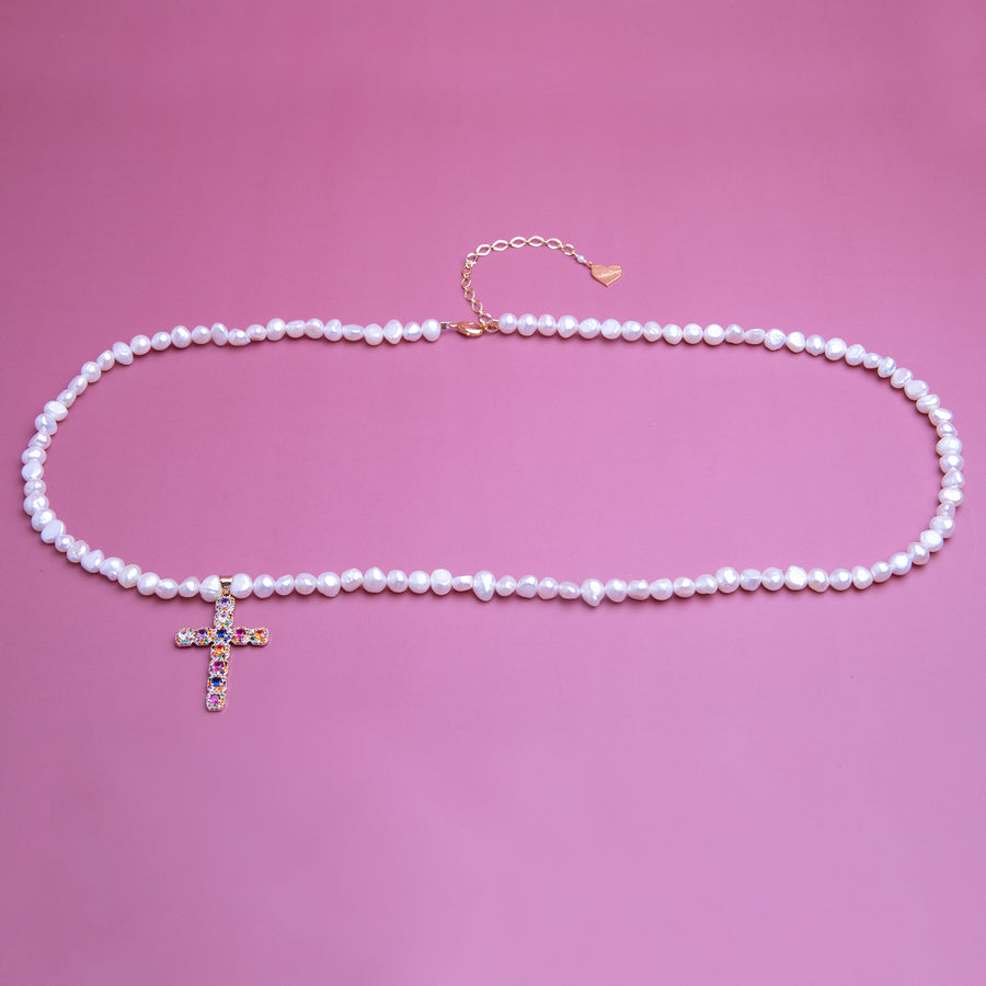 Pearl Fantasy Cross Belly Chain