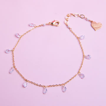 Dainty Crystal Drop Anklet