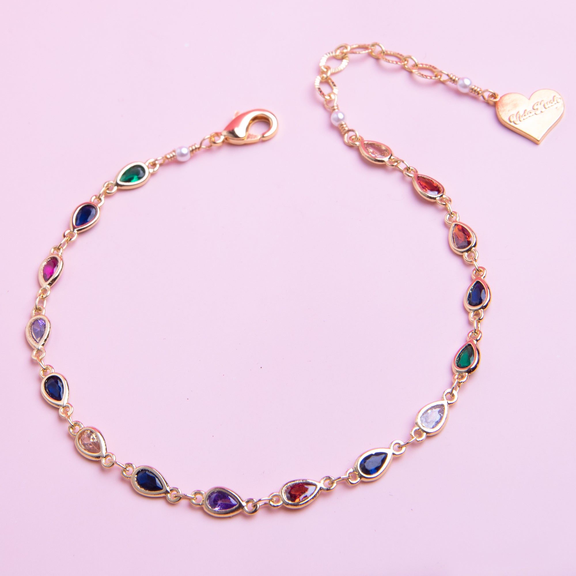 Rainbow Teardrop Anklet