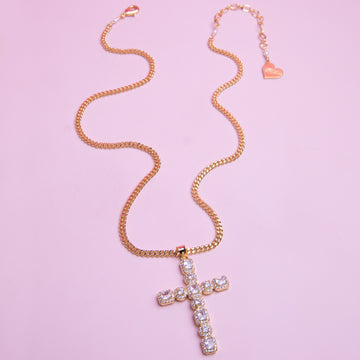 Large Crystal Cross Necklace