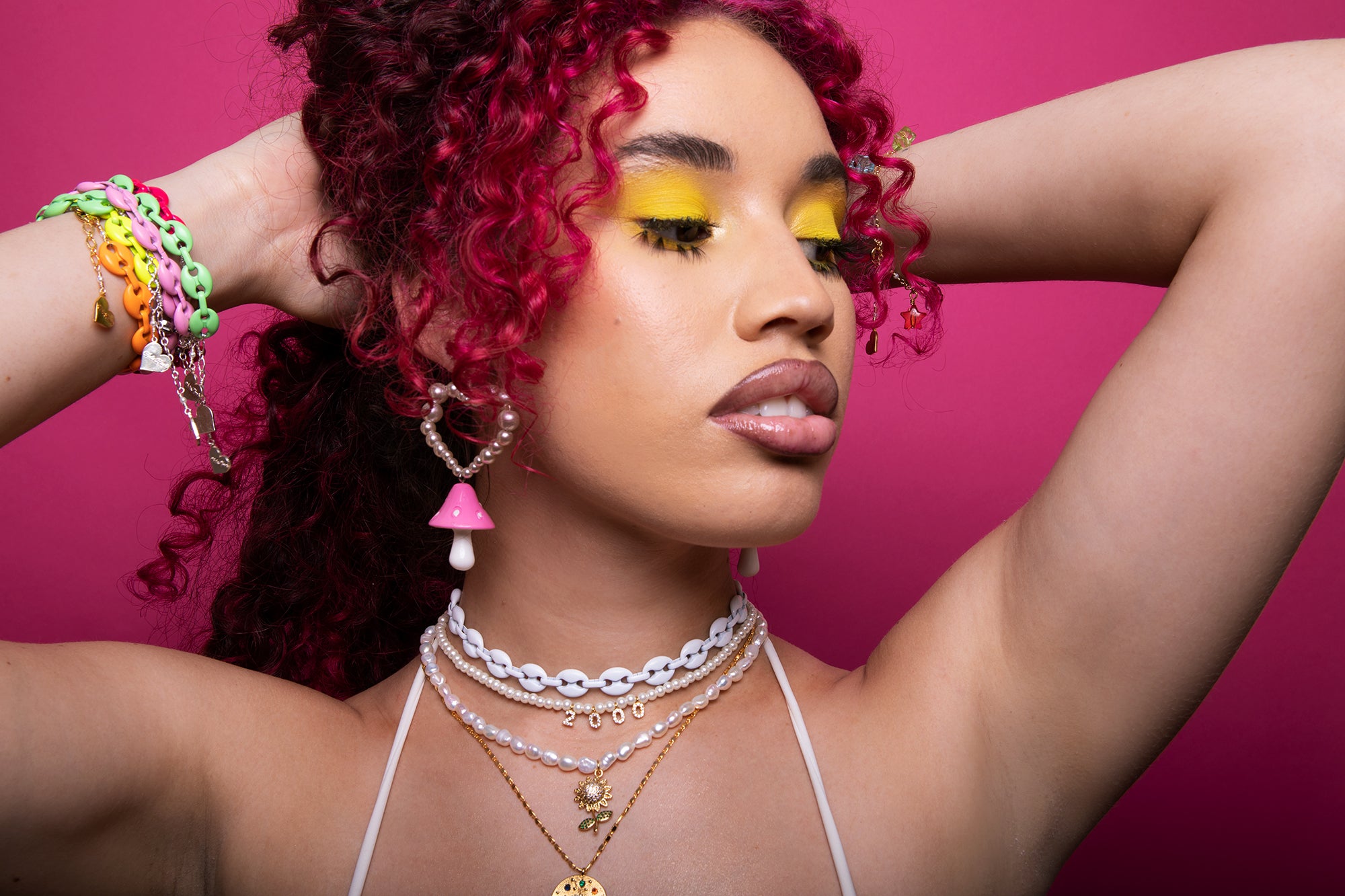 Pearl Heart Mushroom Earrings