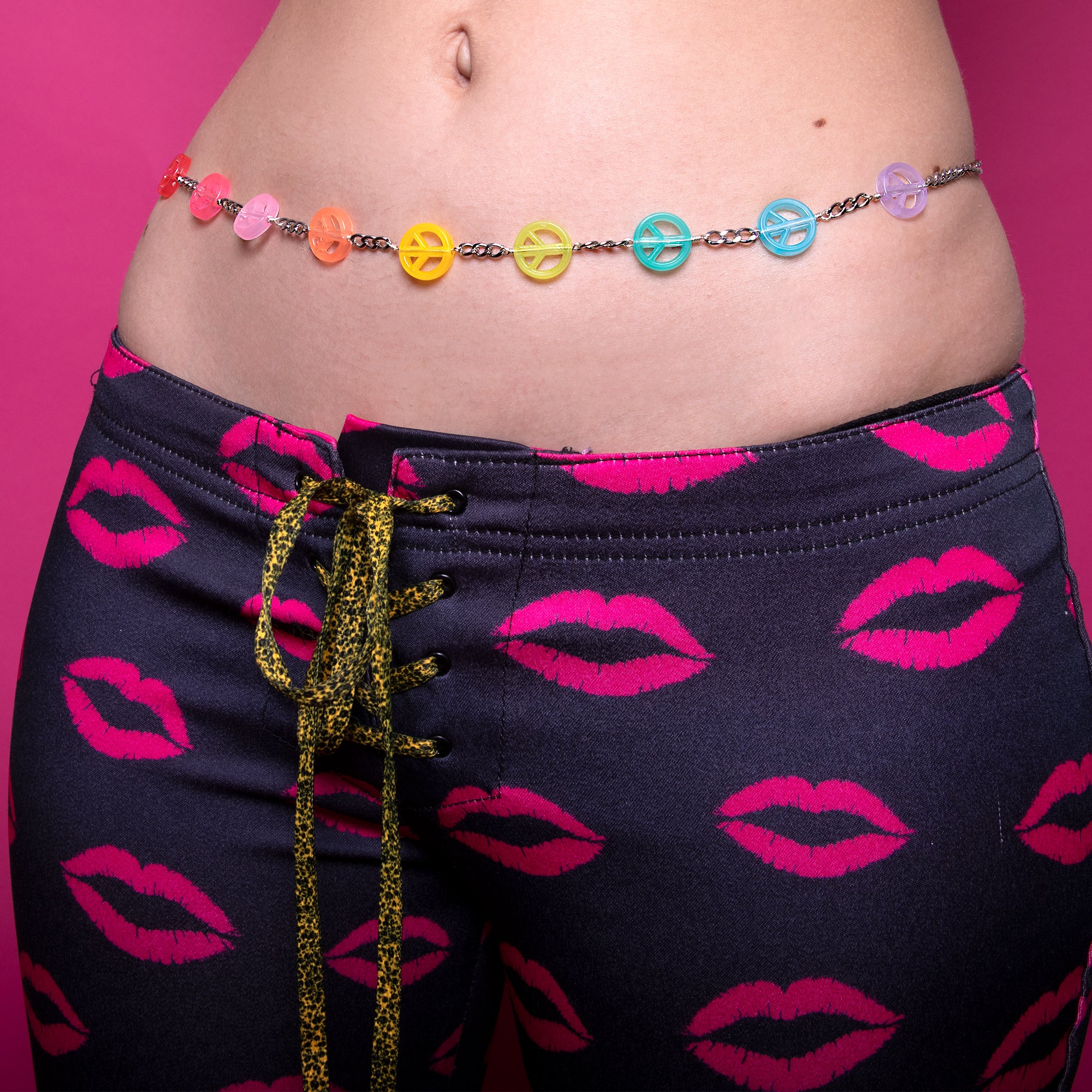 Rainbow Peace Sign Belly Chain